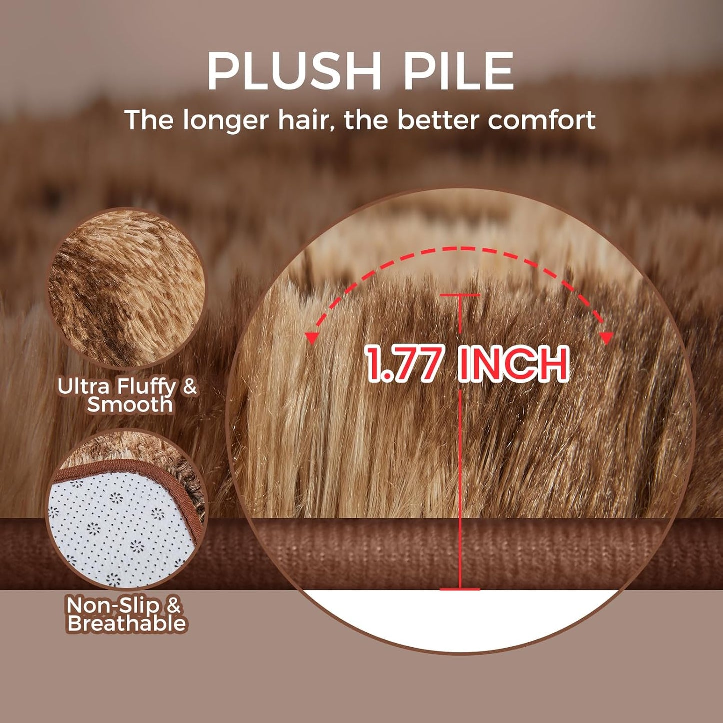 Ultra Soft Rug for Living Room, 9X12 Fluffy Shag Area Rug for Bedroom, Modern Shaggy Carpets Fuzzy Rug for Teens Dorm Nursery Home Decor Aesthetic, Upgrade Anti-Skid Durable, Tie-Dyed Coffee