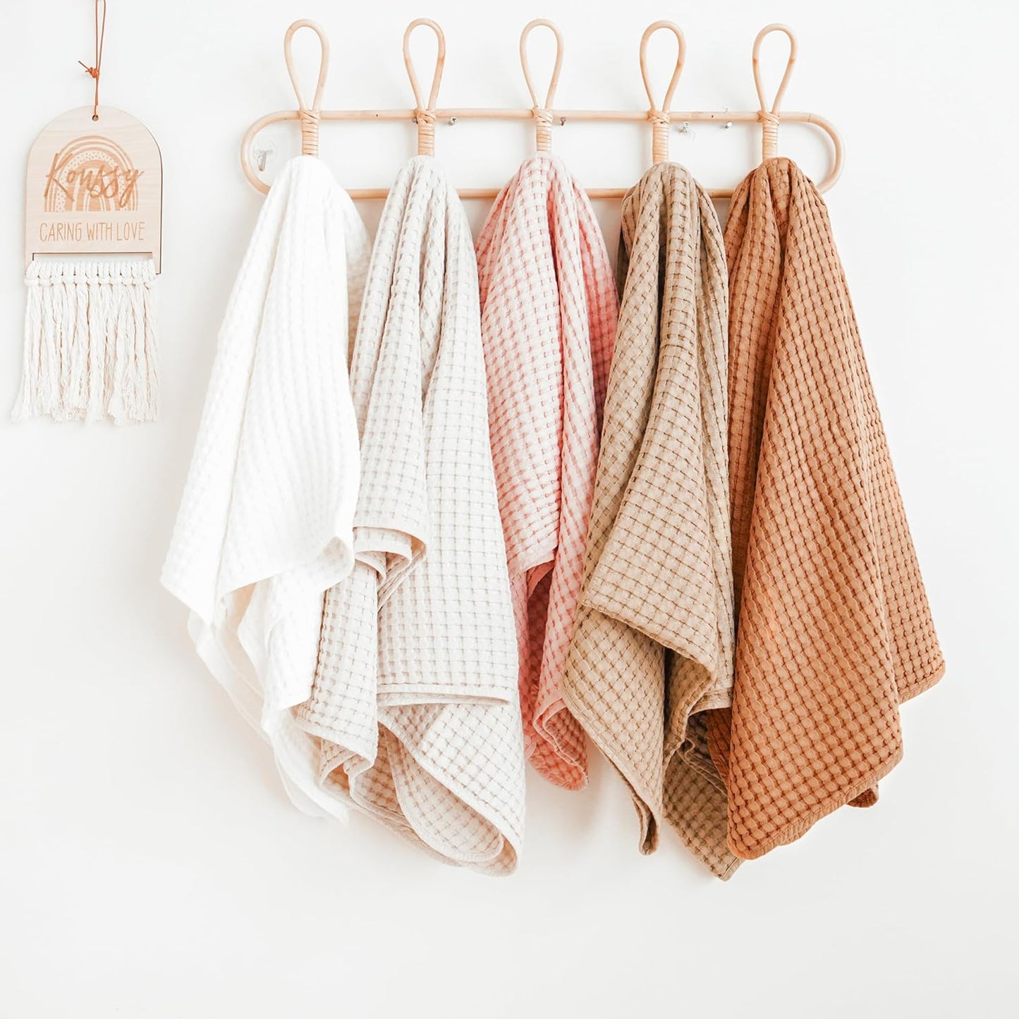 Konssy Waffle Baby Blanket - Soft & Cozy Nursery Swaddle Blanket, Lightweight Toddler Throw for Boys & Girls, Ideal for Wrapping(Brown)