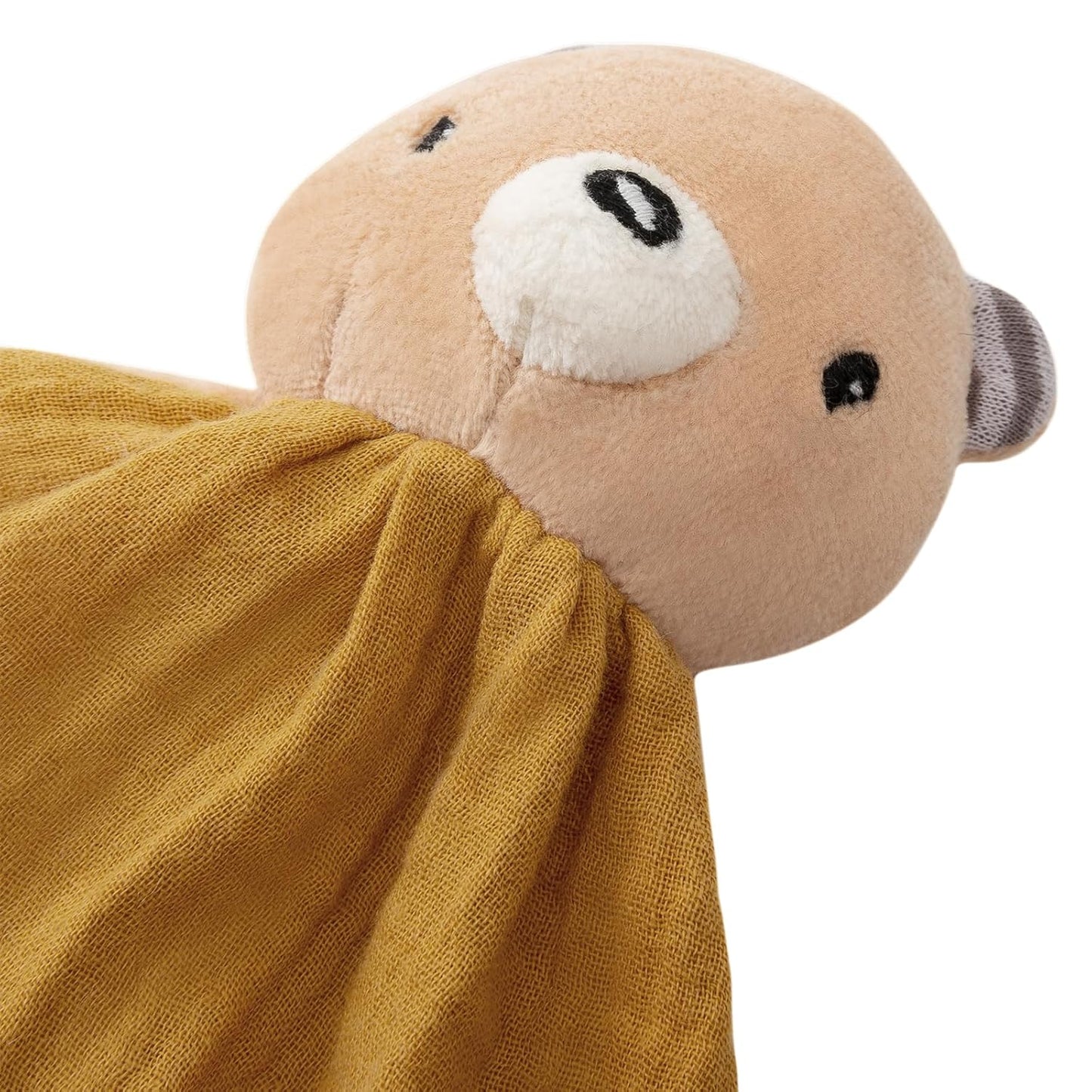 Organic Cotton Stuffed Animal Rattle Baby Toys, Plush Bear Cuddle Cloth and Hand Grip Ring Rattles Plush Toy Set for Newborns Infant Boys Girls, 2 PCS