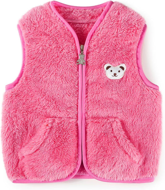 Baby Boys Girls Fleece Vest Zip Up Cute Bear Jackets Fuzzy Fall Winter Warm Clothes Newborn Outwear for Toddler Infant
