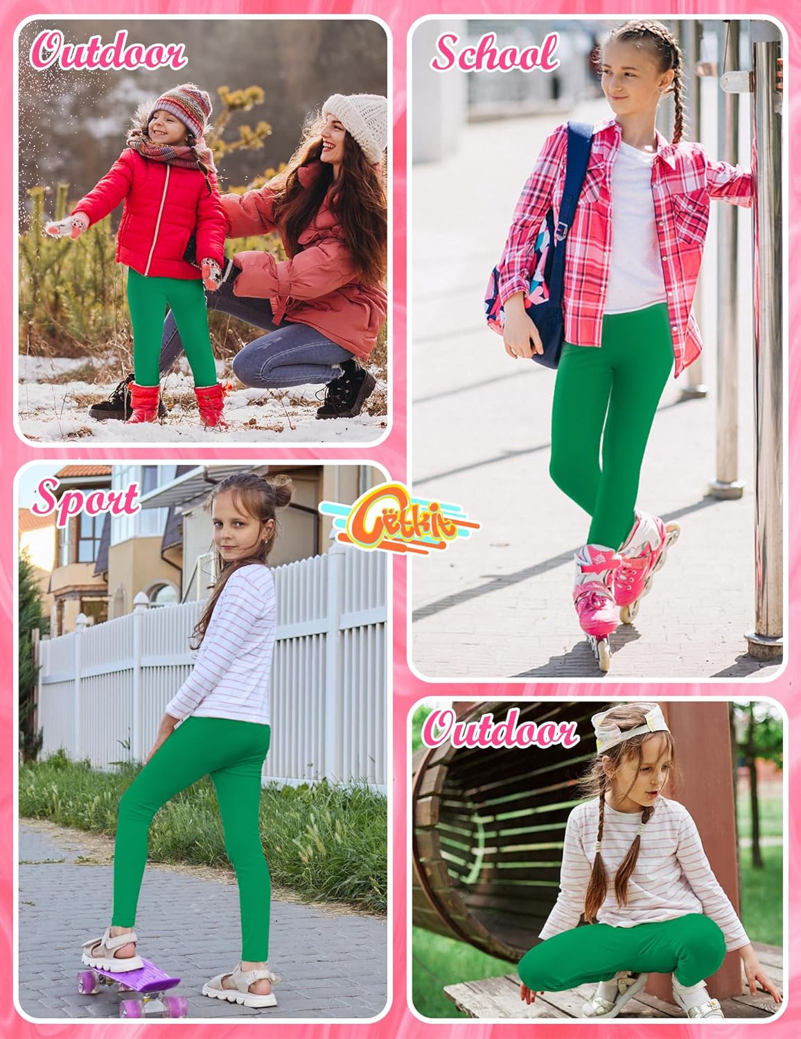 Girls Leggings Cotton Leggings for Toddler Footless Girls Pants Stretchy Baby Girl's Pants Infant Basic Leggings Size 6M -14Y