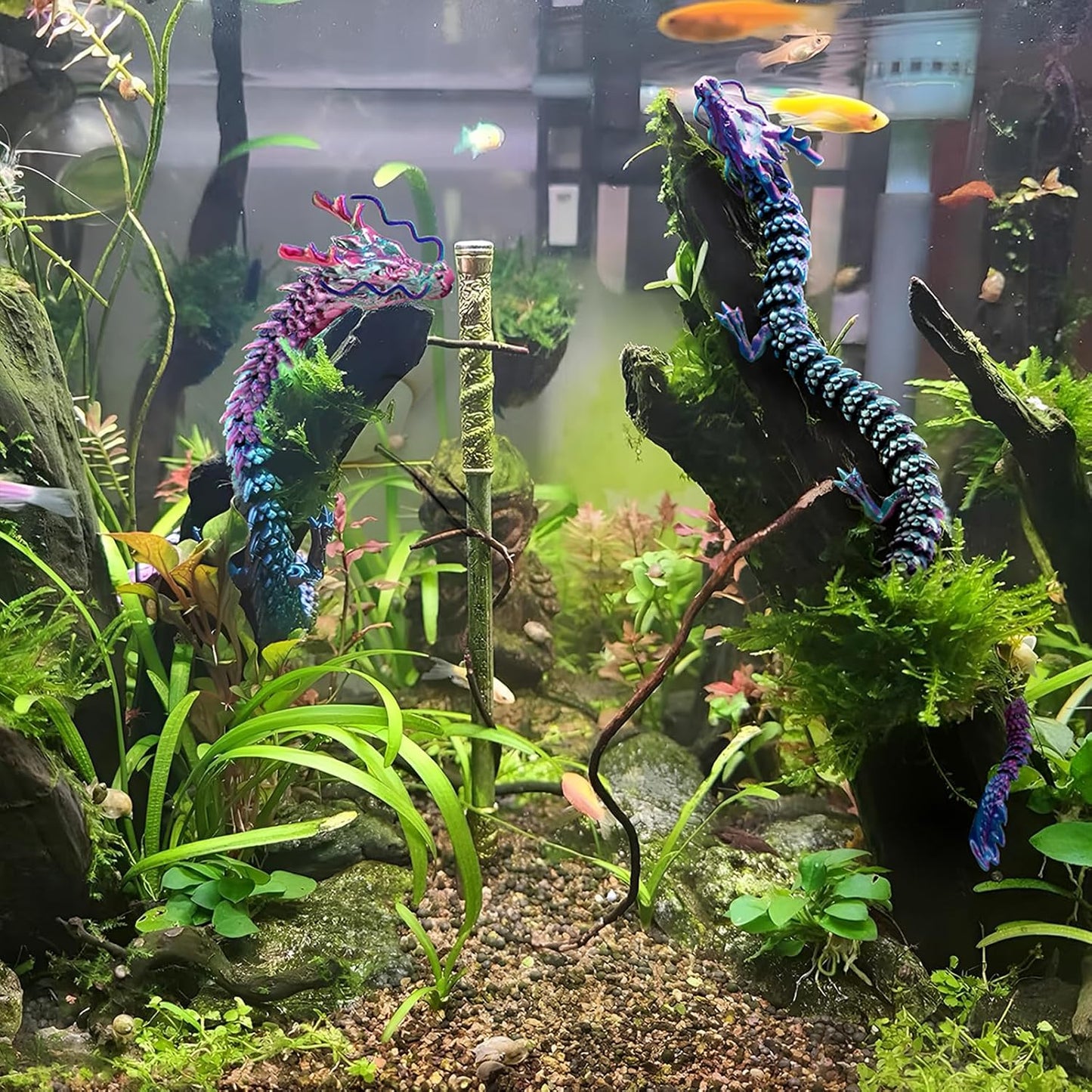 3D Printed Dragon Fidget Toy, 18in Surprise Mystery Dragon, Crystal Dragon Fidget Toy, Articulated Pye Dragon Fish/Display Cabinet/Home/Office Desktop Decor (Yellow)