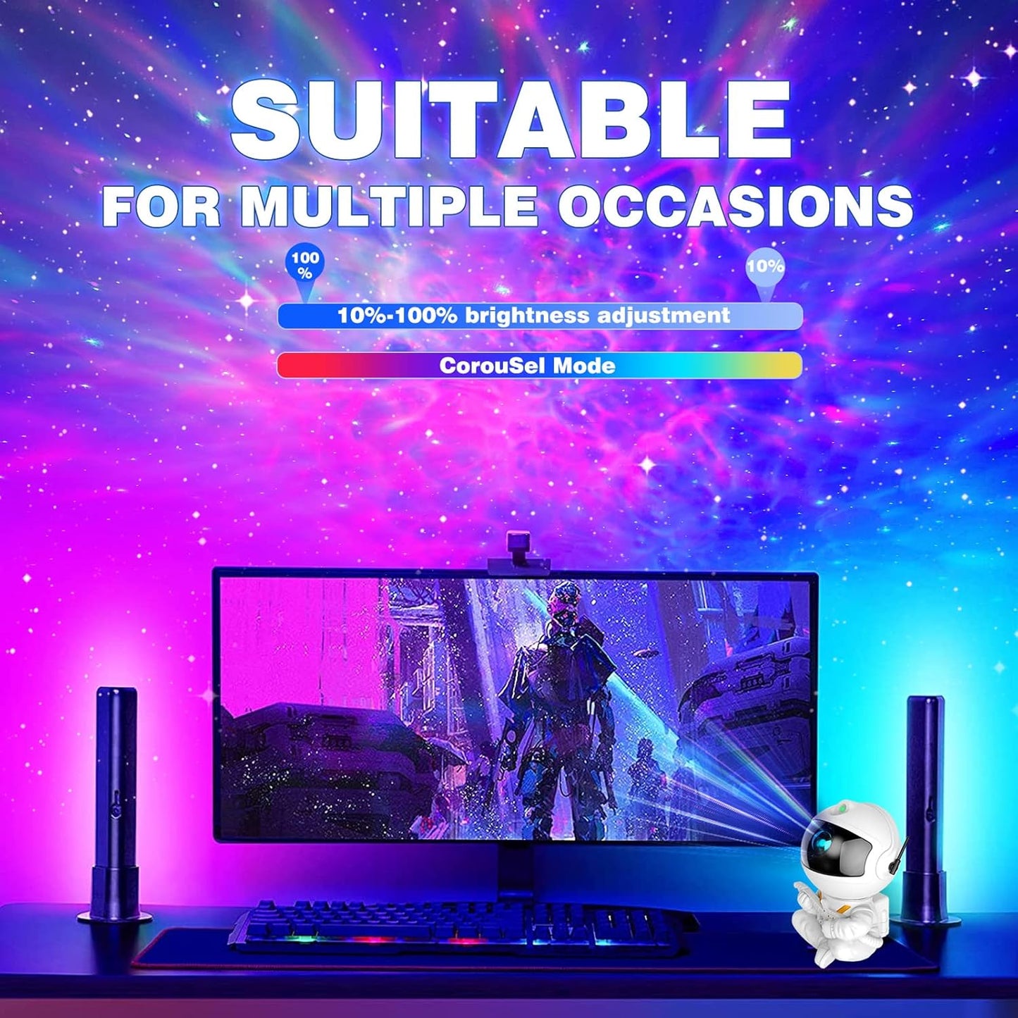 Astronaut Galaxy Projector, Star Projector Galaxy Light, Night Light for Kids, Nebula Ceiling LED Lamp, Room Decor, with Timer and Remote, Gifts for Birthdays