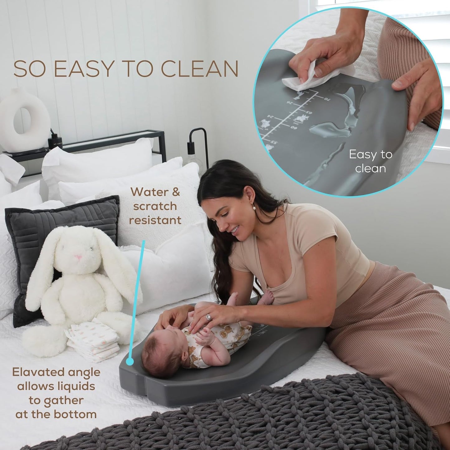 Apricity Baby Changing Pod- Grey - Waterproof Non-Slip Changing Pad Easy-to-Clean Diaper Changing Station for Dresser Tops Large Portable Wipeable Changing Pad for Newborns to Toddlers Diaper Changer
