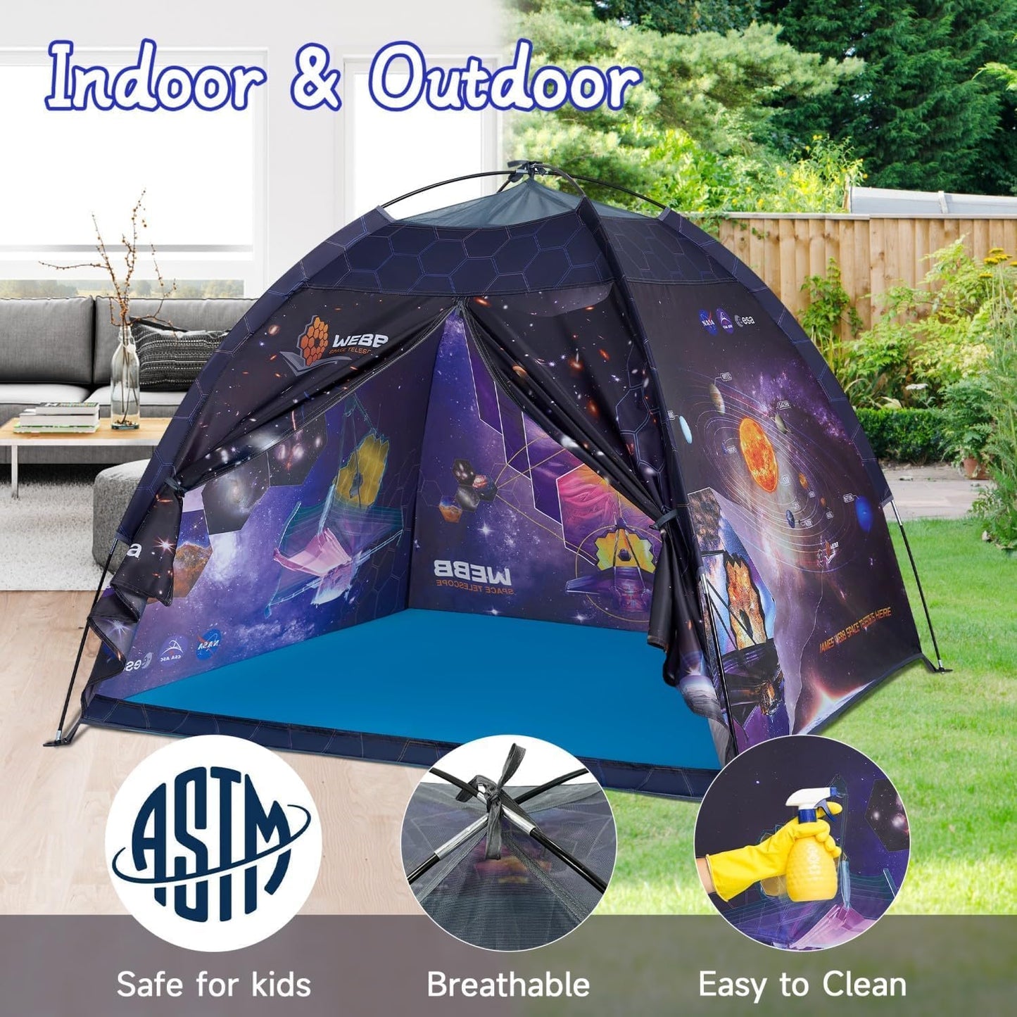 James Webb Space Telescope Kids Play Tent Indoor & Outdoor for Boys and Girls(61" x 61" x 45")