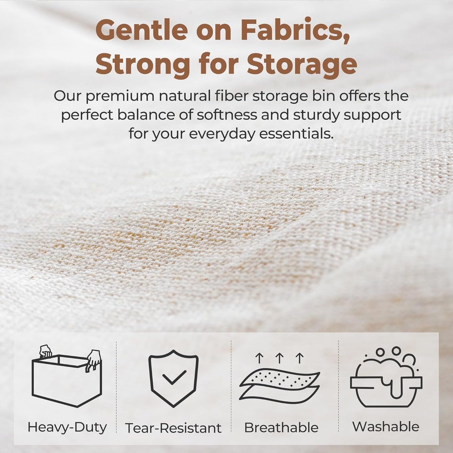 StorageWorks Storage Bins, Shelves Baskets for Organizing, Large Fabric Closet Organizers with Handles, Metal Frame, Natural Color, 2-Pack