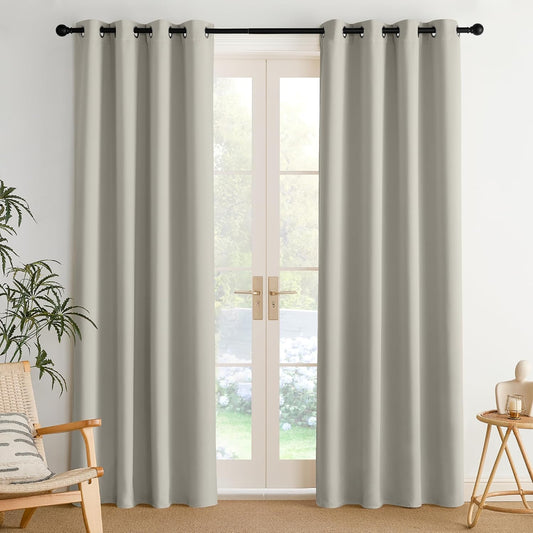 NICETOWN Living Room Curtains 84 inches Long 2 Panels, Natural Thermal Grommet Curtains for Living Room, Noise Reducing Privacy Window Treatment Shades for Bedroom, Laundry Patio, W52
