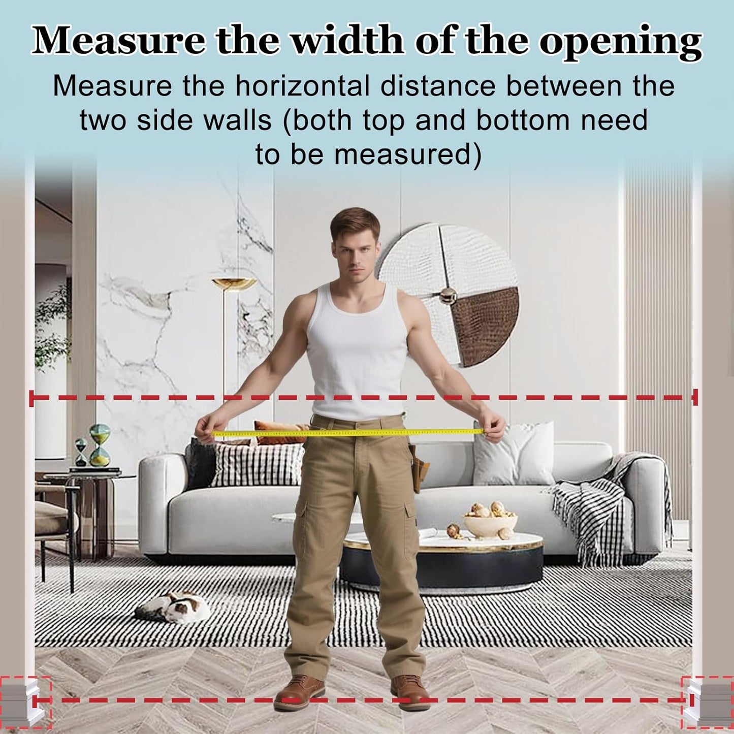 WAOWAO Triple Lock Baby Gate Extra Wide 62.59-67.32" Pressure Mounted Walk Through Swing Auto Close Safety White Metal Dog Pet Puppy Cat for Stairs,Doorways,Kitchen