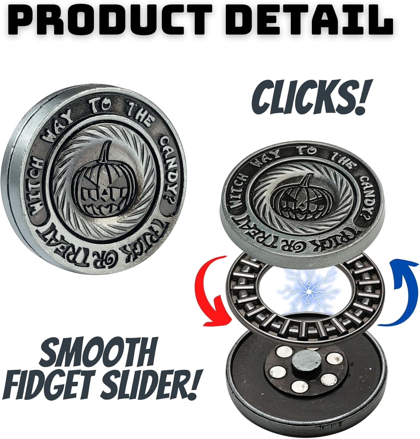 Metal Fidget Toys, Metal Fidget Slider ADHD Haptic Coin for Adults, Anxiety Relief Toy Fidget Clicker Slider EDC Men Desk Toy…