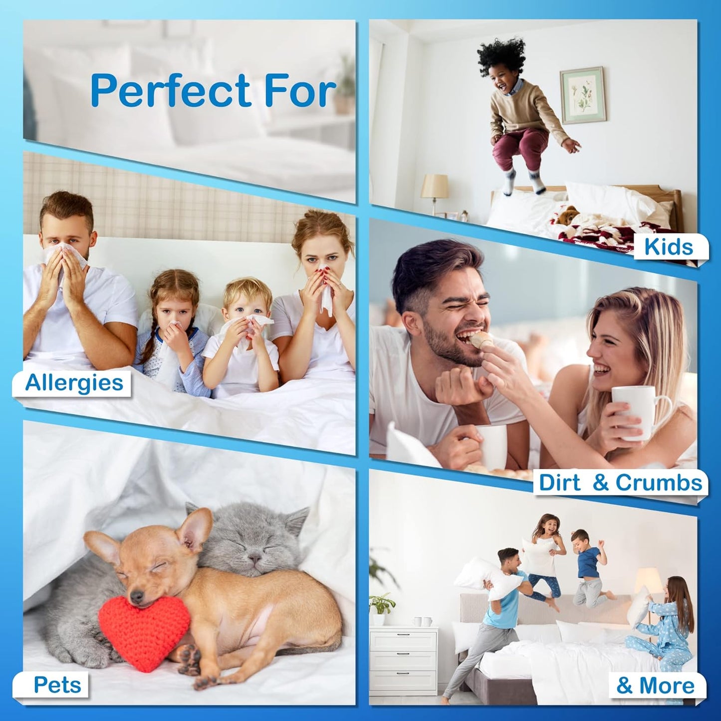 National Allergy Superior 100% Cotton King Mattress Protector Zippered - 78" x 80" x 12" - Hypoallergenic Bed Encasement - Breathable Dust Proof Cover - AAFA & Oeko-TEX Standard 100 Certified