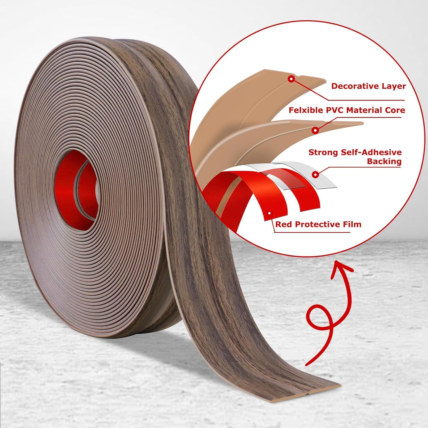 Flexible Wall Corner Protector Moulding Trim Peel and Stick Wall Corner Guards Edge Protector Self Adhesive Molding Trim Strip for Edge Ceiling (Smoked Brown Wood Grain, 0.8 in x 20 Ft)