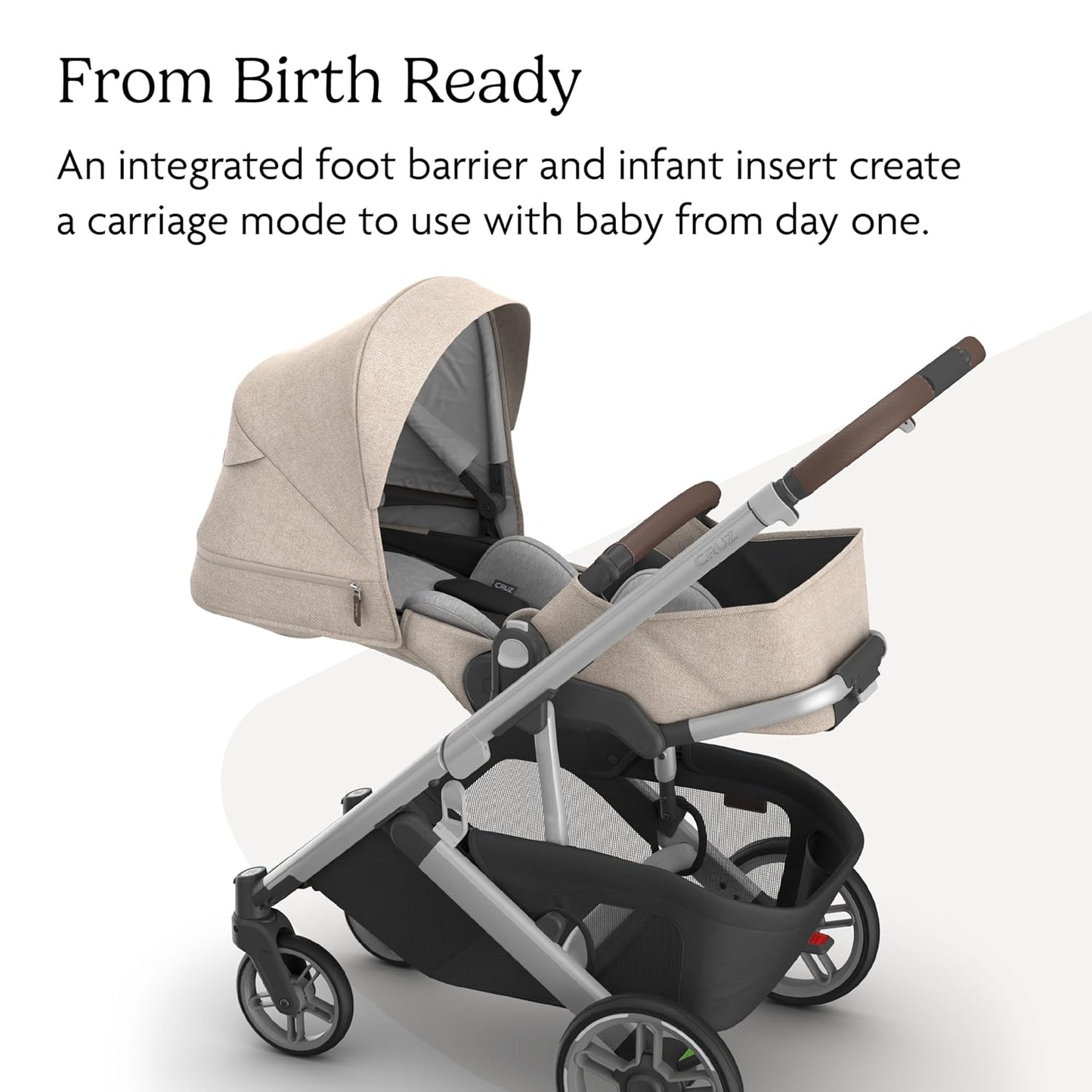 UPPAbaby Cruz V3 Stroller - from Birth + Car Seat Compatible - Full-Size, Reversible Seat - Infant Insert, Bug and Rain Shields Included - Declan (Oat Mélange/Silver Frame/Chestnut Leather)