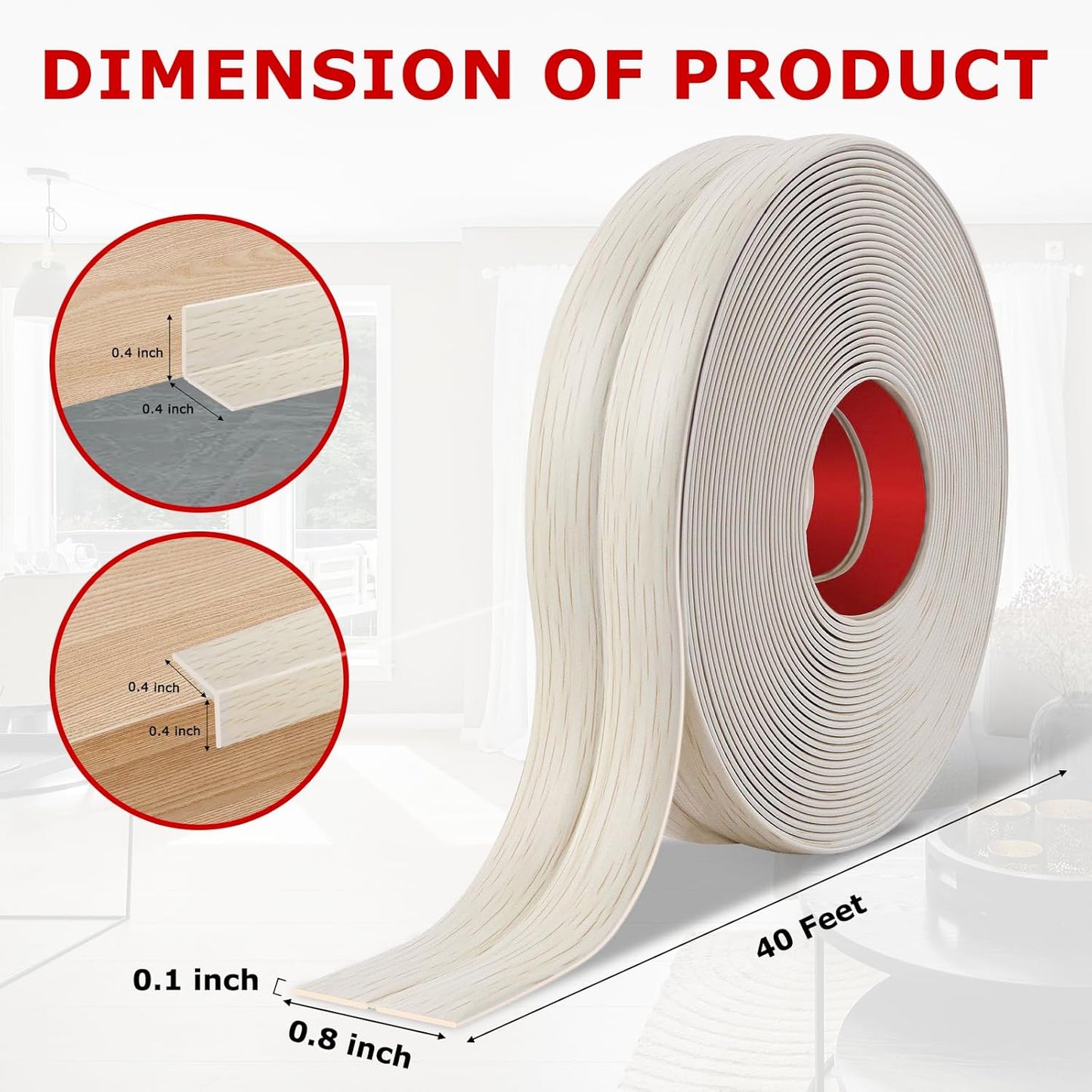 Flexible Wall Corner Protector Moulding Trim Peel and Stick Wall Corner Guards Edge Protector Self Adhesive Molding Trim Strip for Edge Ceiling (Beige Wood Grain, 0.8 in x 40 Ft)