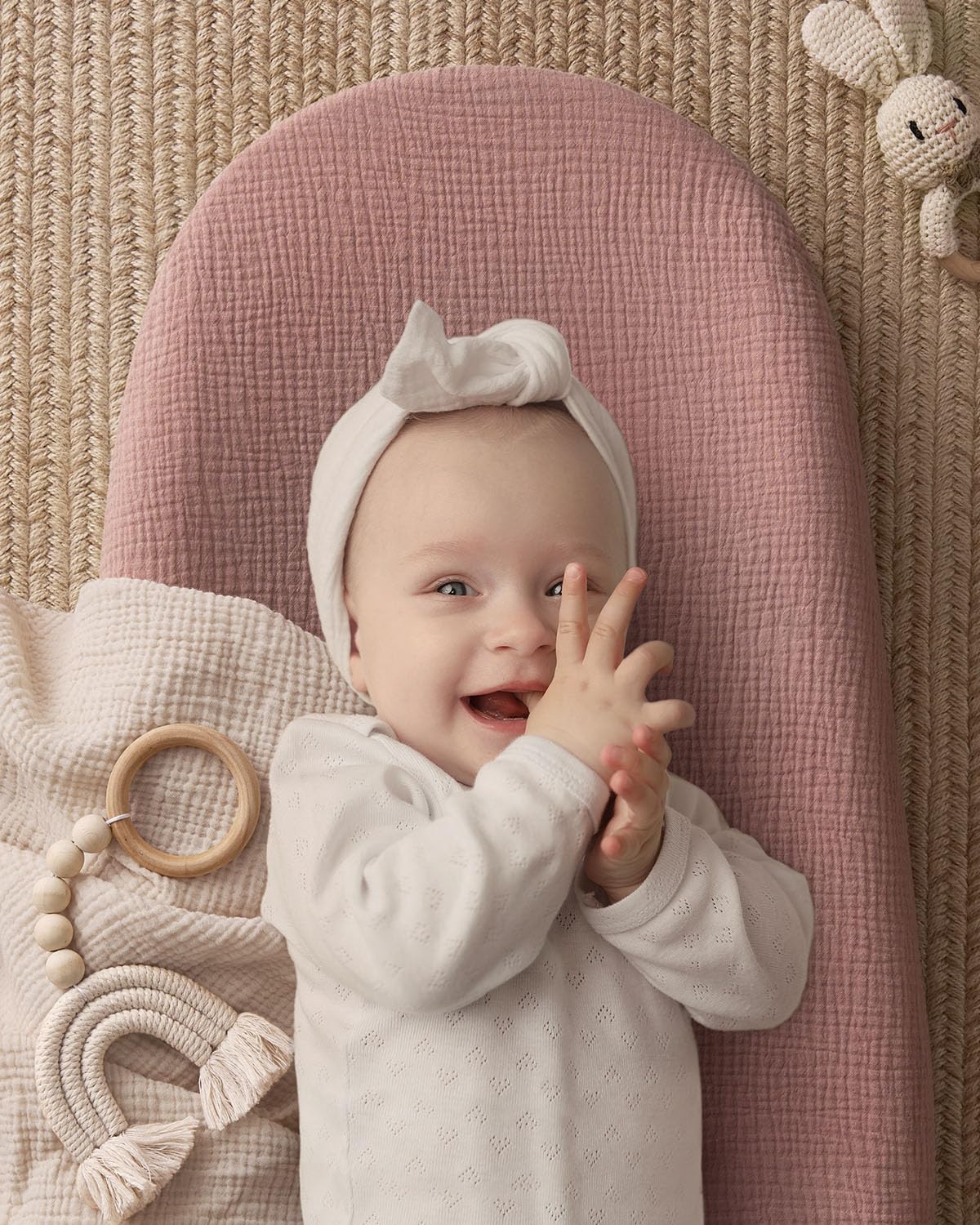 Blissful Diary Muslin Baby Changing Pad with Waterproof Lining Foam, Diaper Changing Table Pad with Cover for Dressers (Dusty Pink, Avocado)