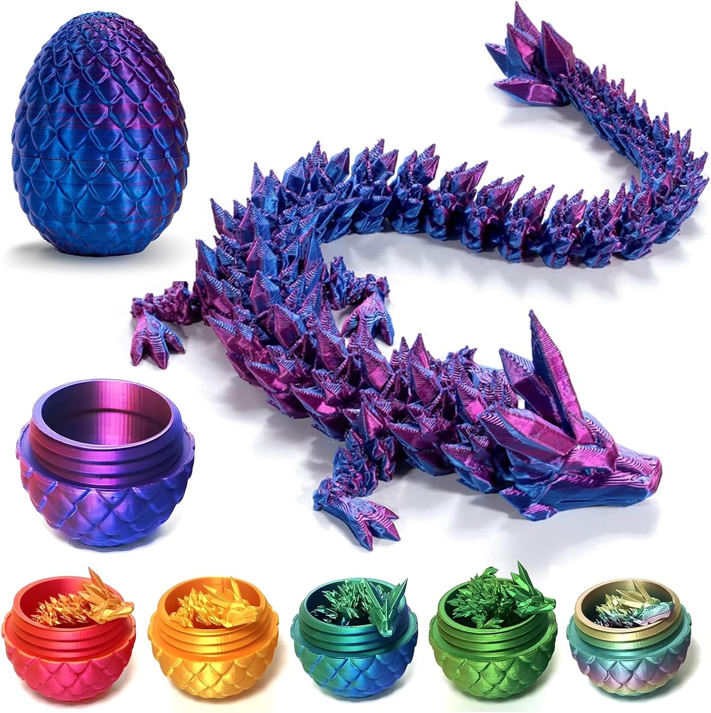 3D Printed Dragon Egg,Mystery Crystal Dragon Fidget Toys,Articulated Dragon,Home Desk Decor Easter Surprise Dinosaur Eggs,Adults Fidget Toys for Autism/ADHD