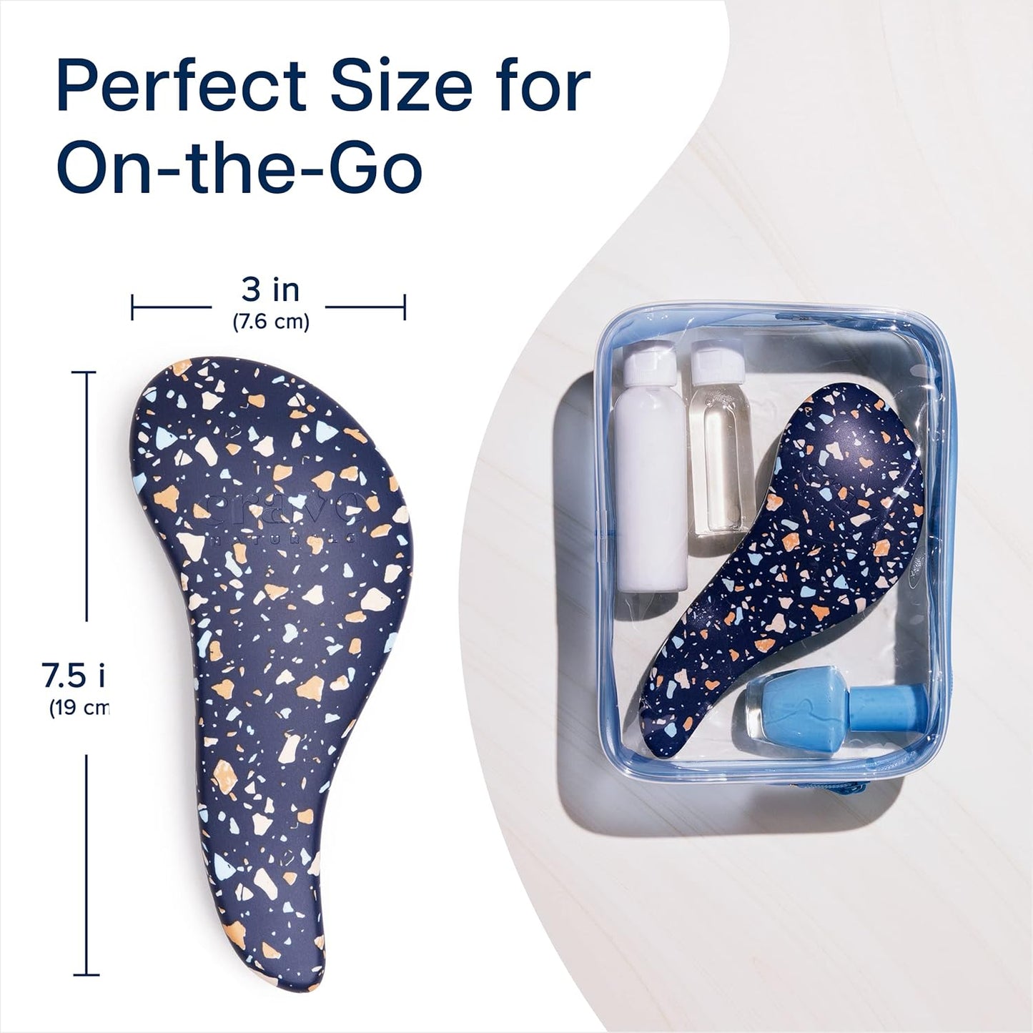 Crave Naturals Glide Thru Hair Brush - Detangler Brush for Curly, Straight, Wet or Dry Hair - Gentle Detangling Brushes for Adults, Kids, Toddlers - Hair Accessories for Women, 7.5"x3" - Terazzo