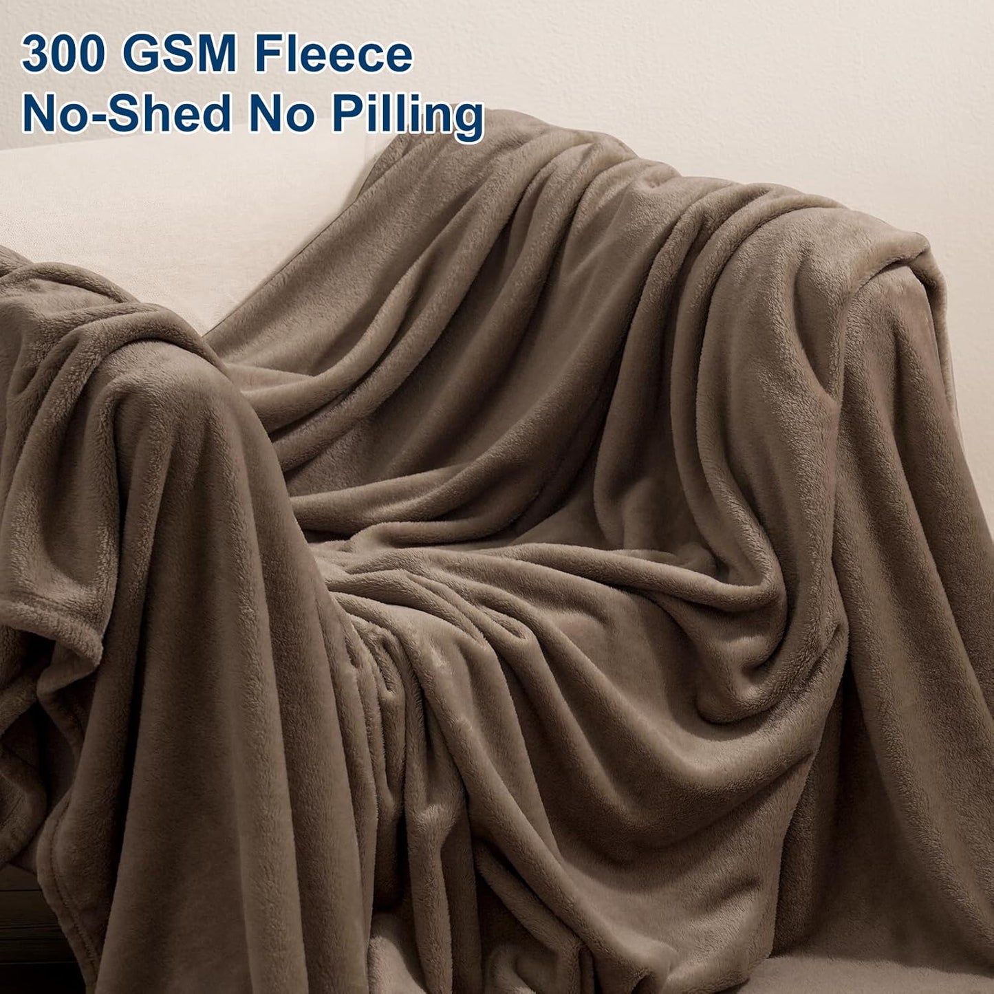PHF Ultra Soft Fleece Blanket King Size, No Shed No Pilling Luxury Plush Cozy 300GSM Lightweight Blanket for Bed, Couch, Chair, Sofa Suitable for All Season, 108" x 90", Cocoa Brown