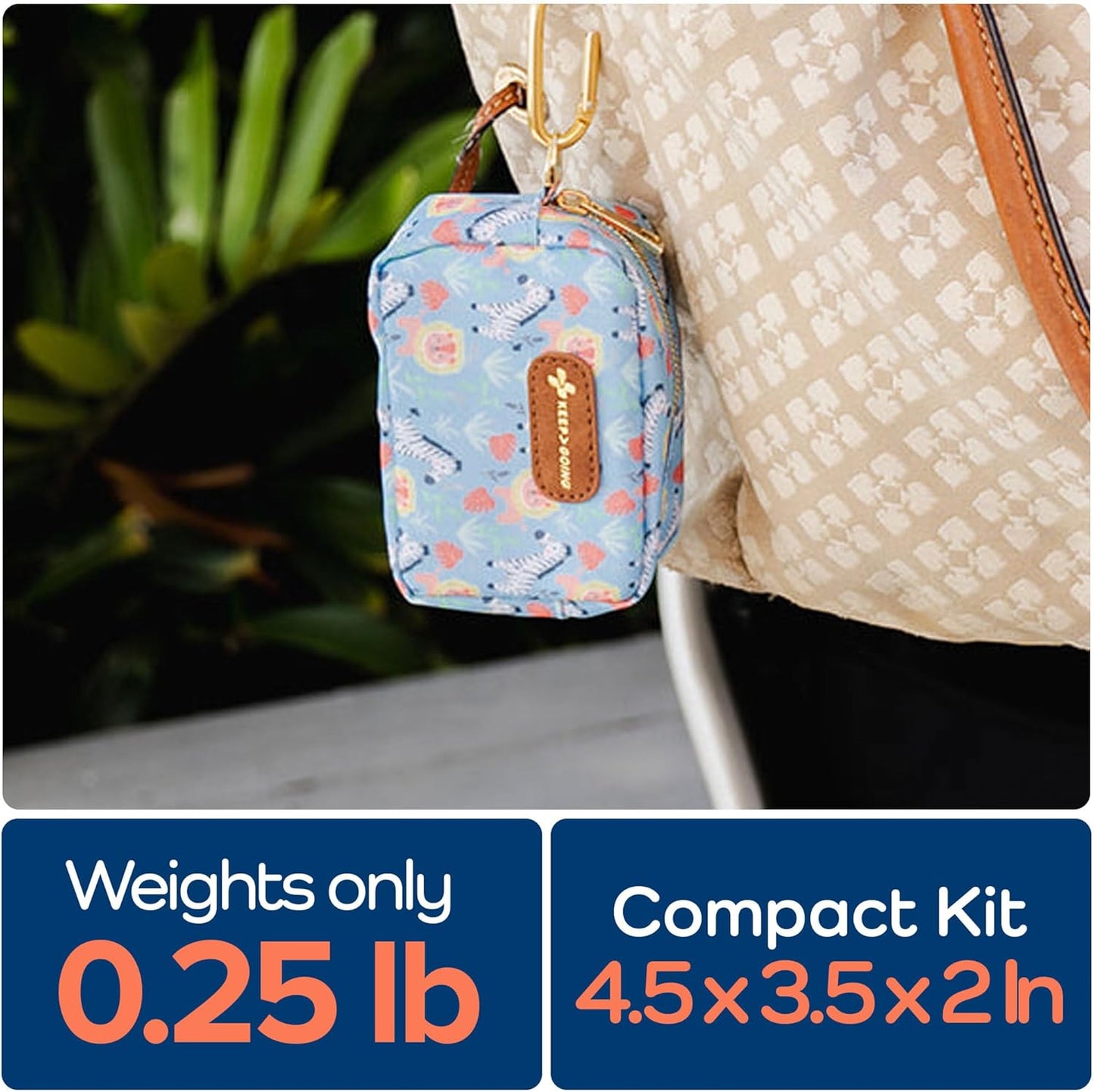 KeepGoing Small Travel First Aid Kit Kids – 60 Pc. Mini First Aid Kit for Purse, Diaper Bag, & Backpack with Latex-Free Bandages – 4 Oz., & 4.5 x 3.5 x 2 in, TSA-Approved