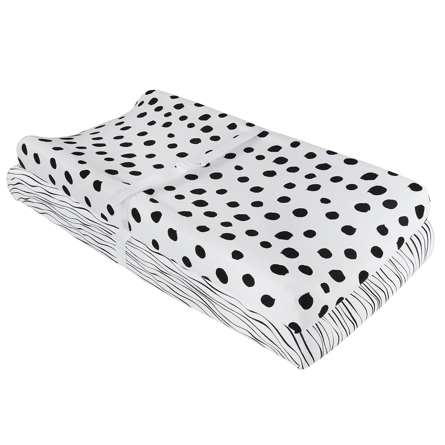 Changing Pad Cover Set | Cradle Sheet 2 Pack 100% Jersey Cotton Black and White Abstract Stripes and Dots by Ely's & Co