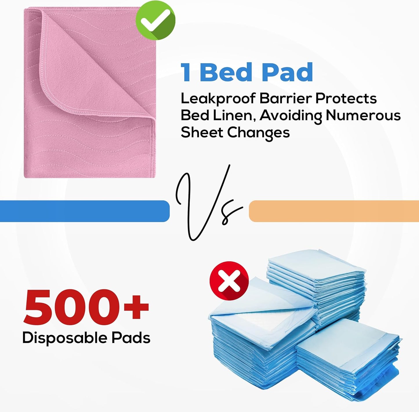 Utopia Bedding Washable Underpads 34" x 52" (Pack of 4), Waterproof Reusable Heavy Absorbency Incontinence Bed Pads for Adults, Kids, Elderly and Pets, Bedwetting Pads for Sofa and Couch (Pink)
