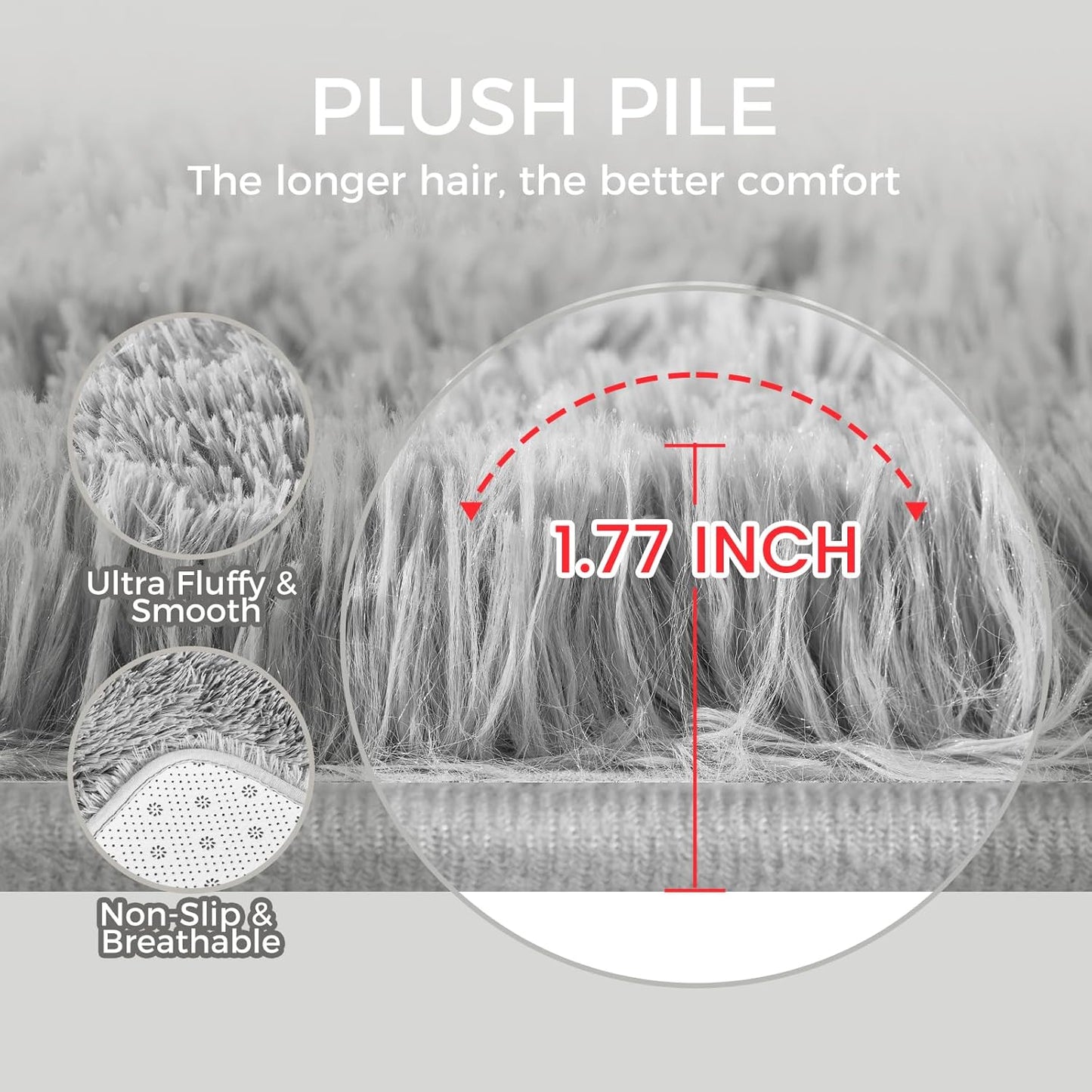 Ultra Soft Rug for Living Room, 9X12 Fluffy Shag Area Rug for Bedroom, Modern Shaggy Carpets Fuzzy Rug for Teens Dorm Nursery Home Decor Aesthetic, Upgrade Anti-Skid Durable, Light Grey