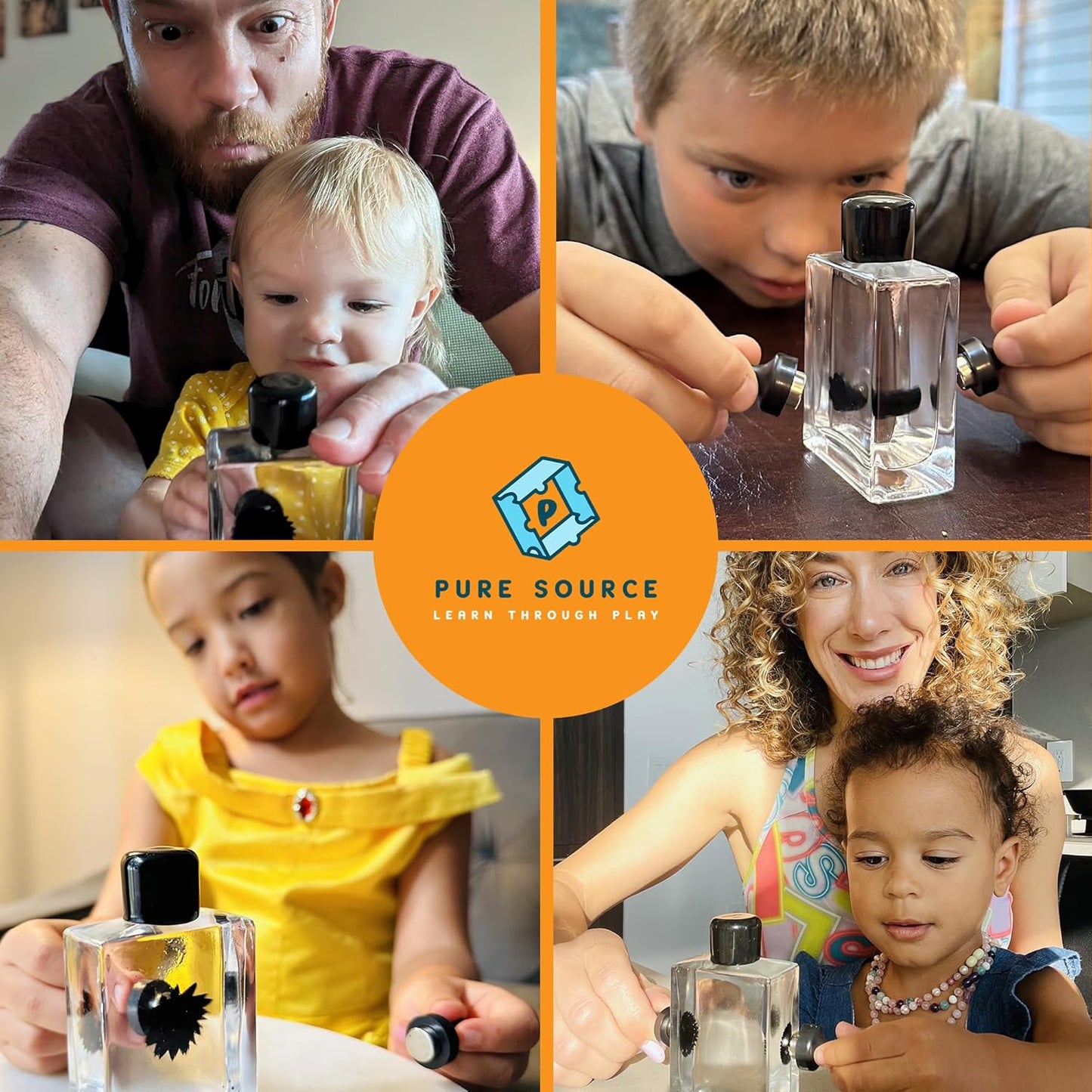 FerroFluid Display Toy Bottle – Ferro Fluid Liquid Metal STEM Toy, Magnetic Desk Toy with Neodymium Magnets, Interactive Kids & Adults Physics Toy, Educational Iron Filings Magnet Science Kit