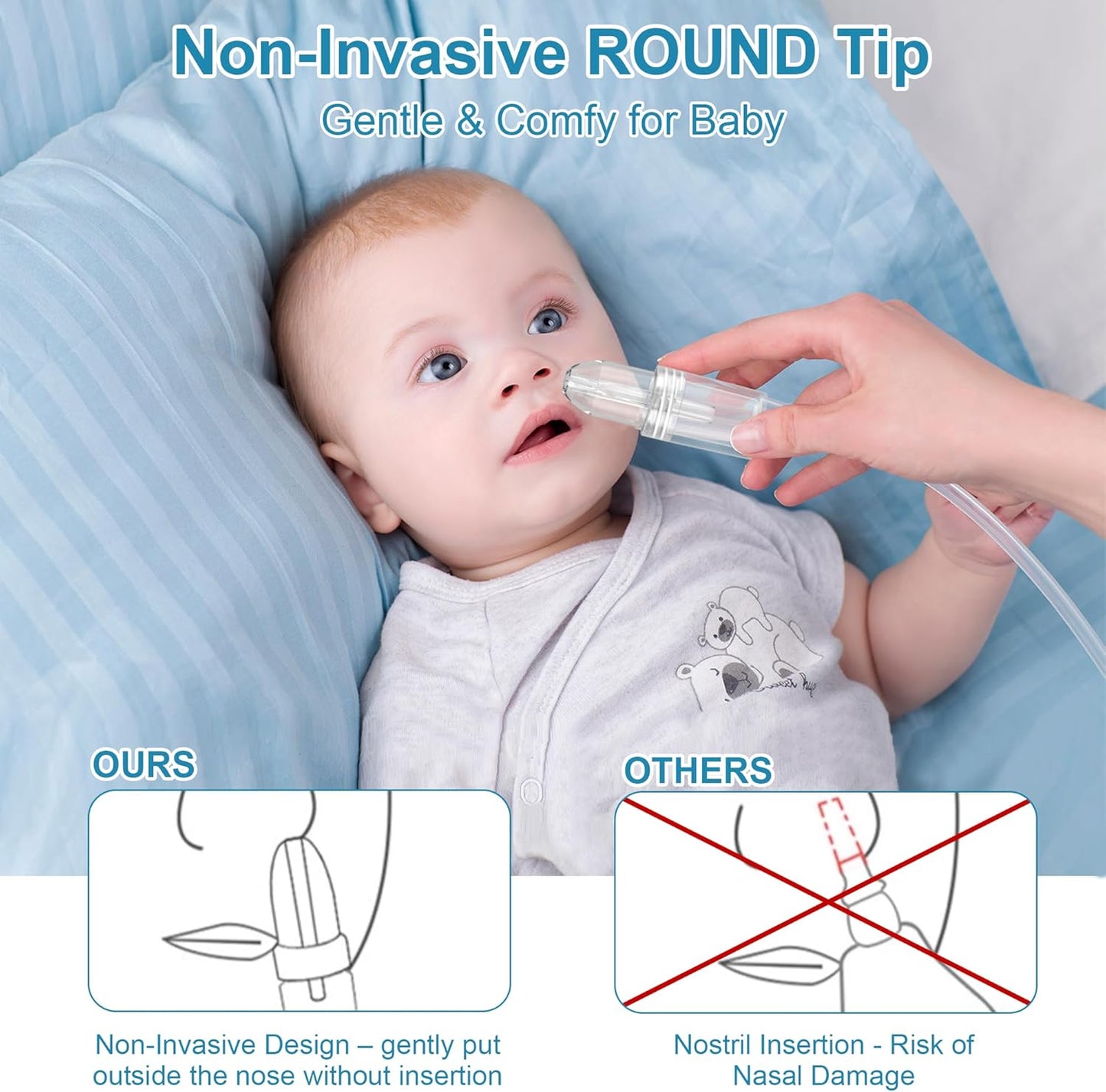 Patented Nasal Aspirator for Baby and Toddler, Hand Pump Nose Sucker with Rounded Non-Invasive Nozzle, Quiet Suction Relieves Congestion and Stuffy Boogers, Safe for Infant, Co-Branded with CHIBOJI