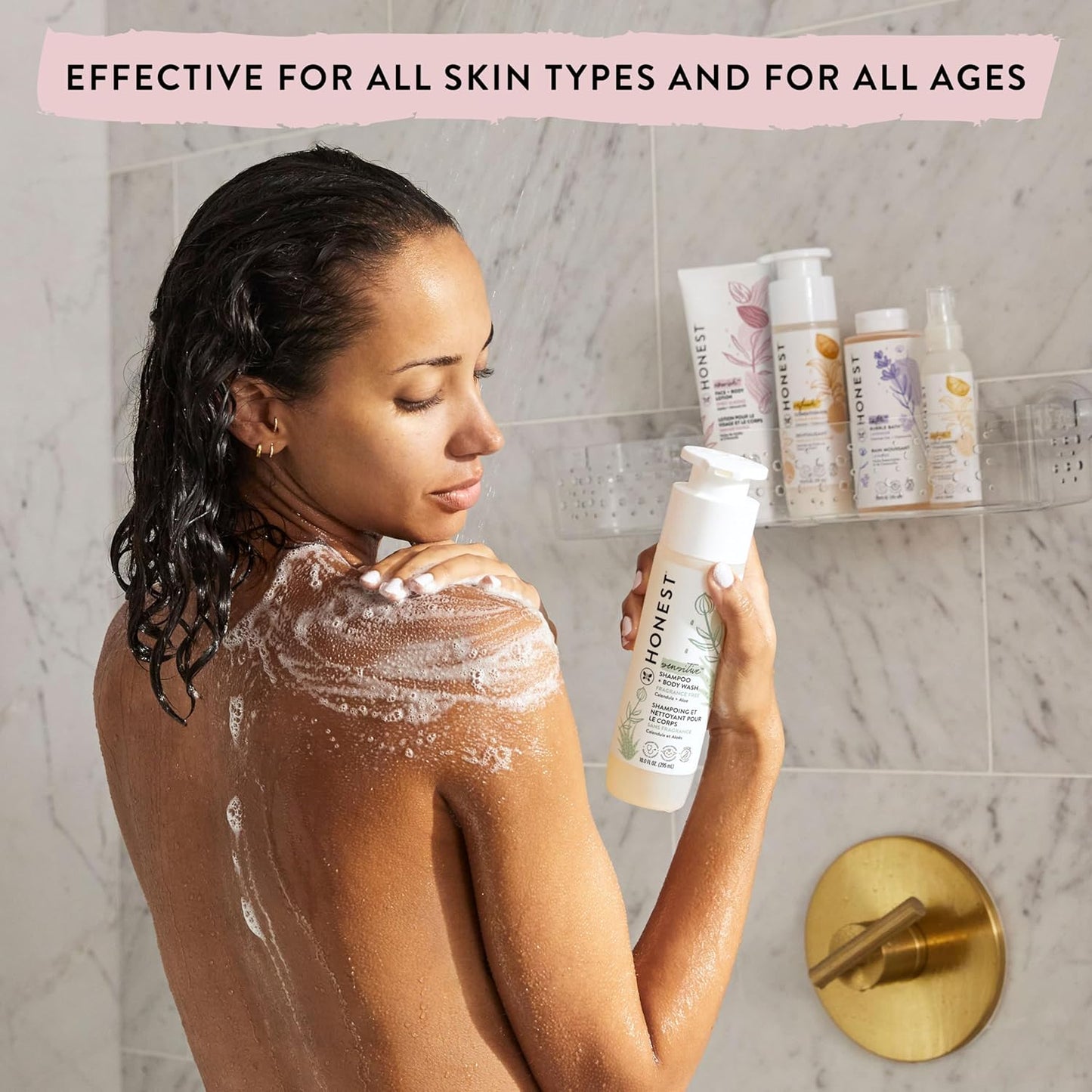 The Honest Company 2-in-1 Cleansing Shampoo + Body Wash and Face + Body Lotion Bundle | Gentle for Baby | Naturally Derived | Sweet Almond Nourish, 18.5 fl oz