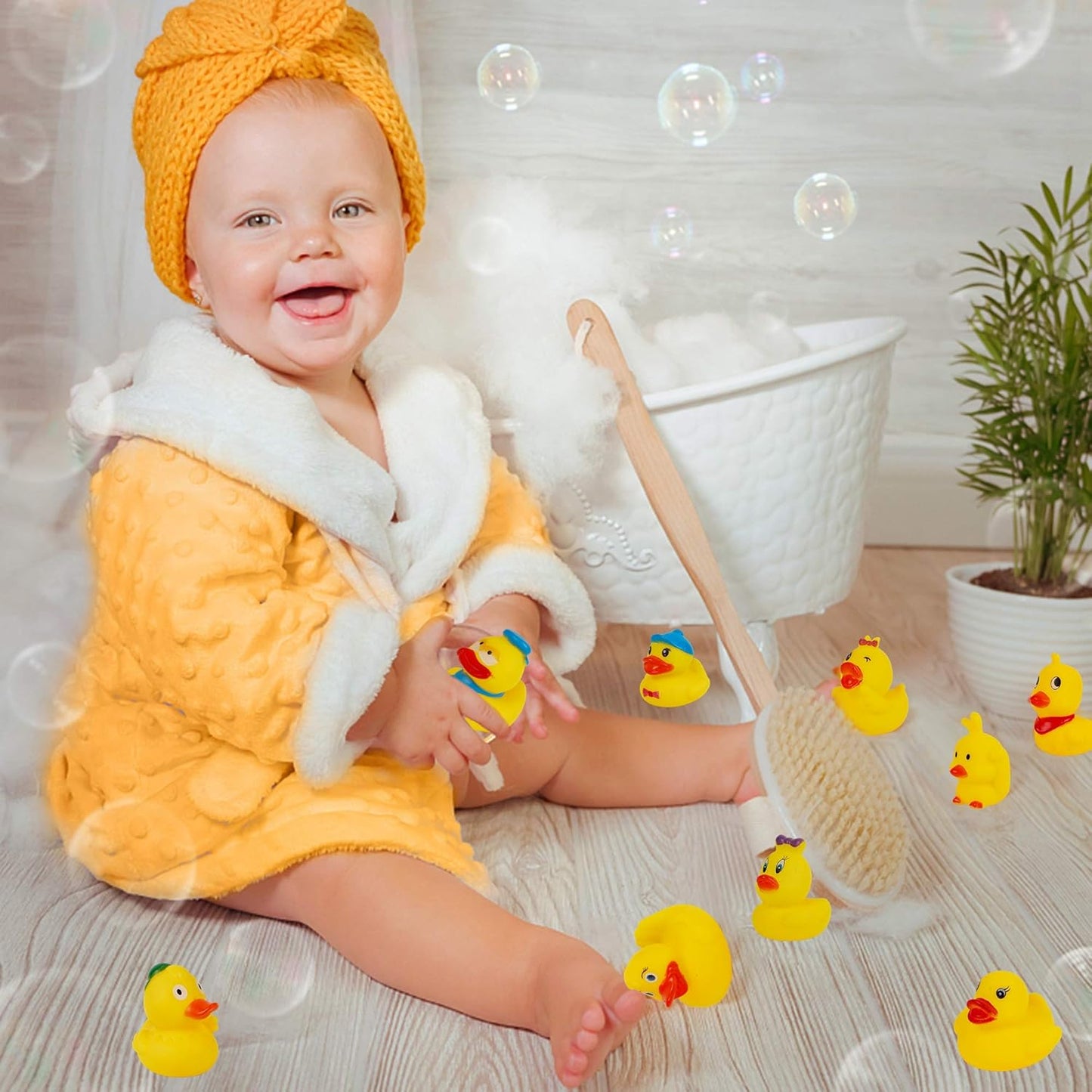 Set of 15 Duck Bath Toy Rubber Duckies, 2 Inches Bathtub Duck Set Squeak Rubber Floating Duck Baby Shower Bath Tub Pool Toys