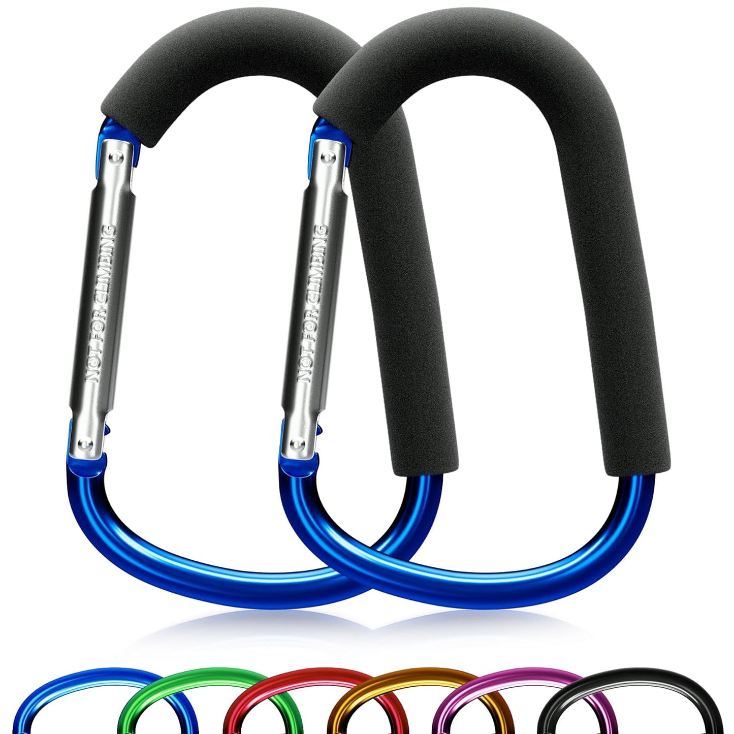 sprookber 6.7 Inch Large Stroller Hooks for Diaper Bags & Purses, Heavy Duty Mommy Hooks for Shopping, Grocery, Backpack – Baby Stroller Accessories, Set of 2 (Bule)