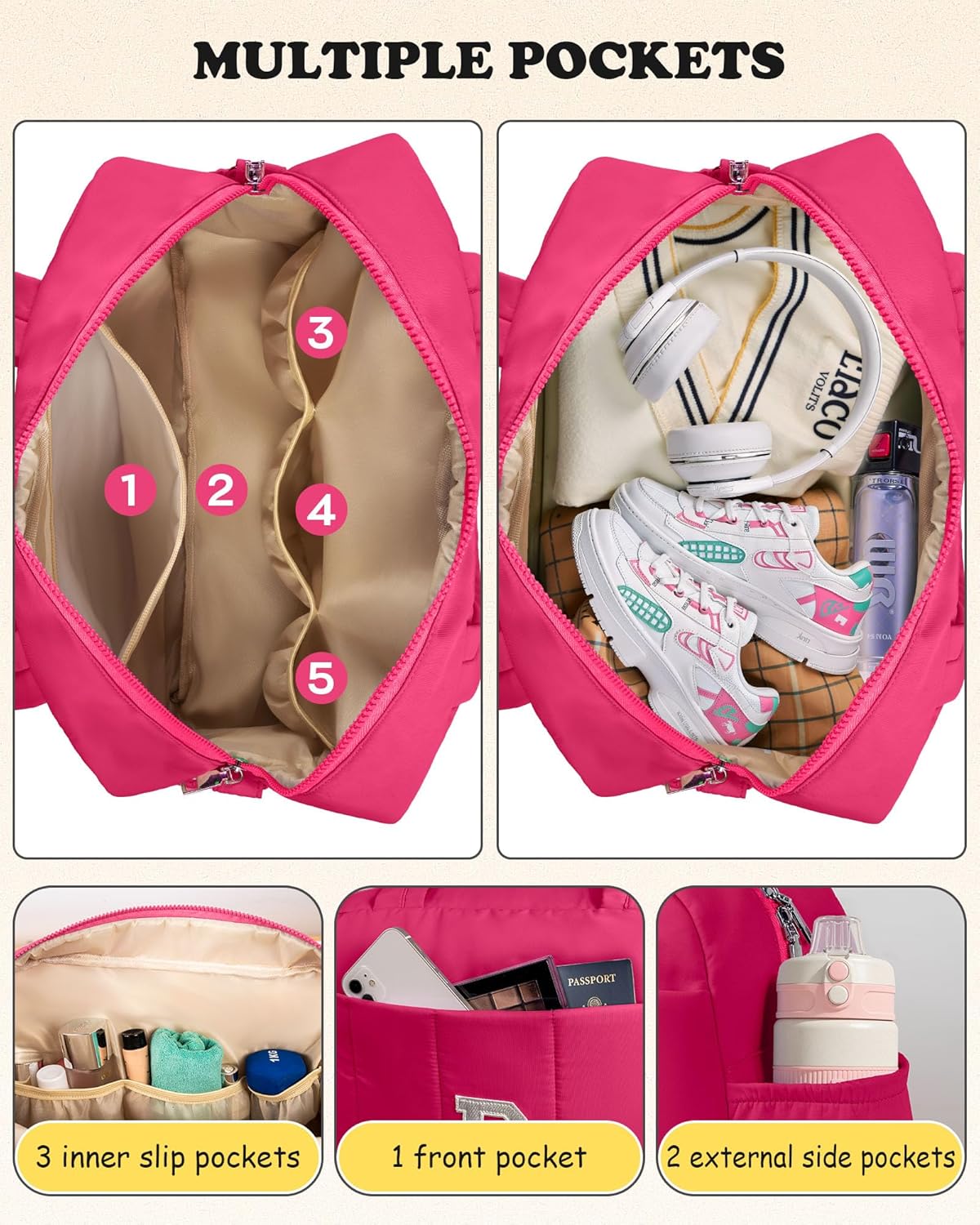 Dance Bag, Kid Weekender Bags，10 Year Old Girl Birthday Gifts-Girl Overnight Bag with Wet Pocket，Lightweight Travel Tote Personalized Cheer Bags with Makeup Pouch