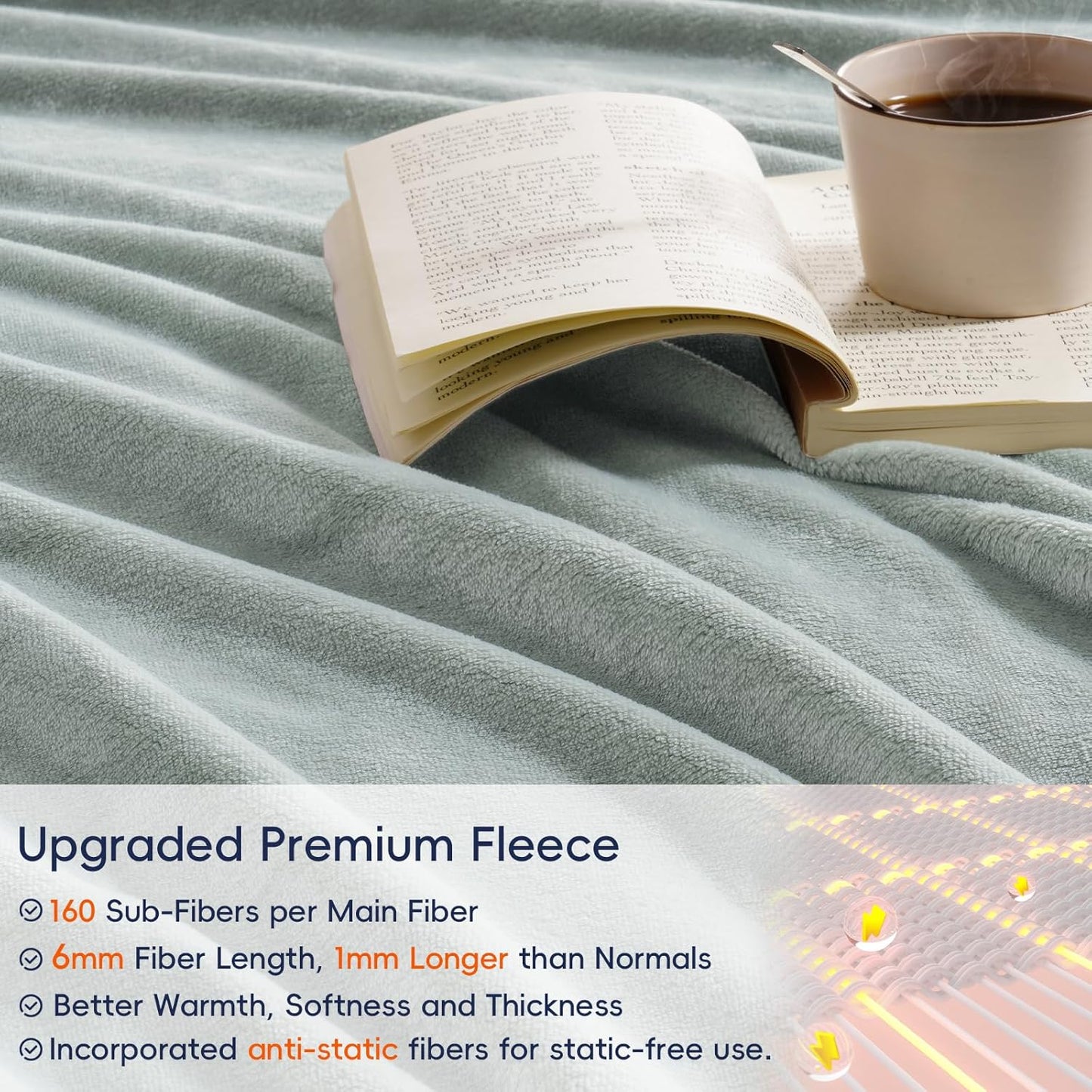 PHF Ultra Soft Fleece Blanket Twin Size, No Shed No Pilling Luxury Plush Cozy 300GSM Lightweight Twin XL Blanket for Bed, Couch, Chair, Sofa Suitable for All Season, 76" x 90", Sage Green