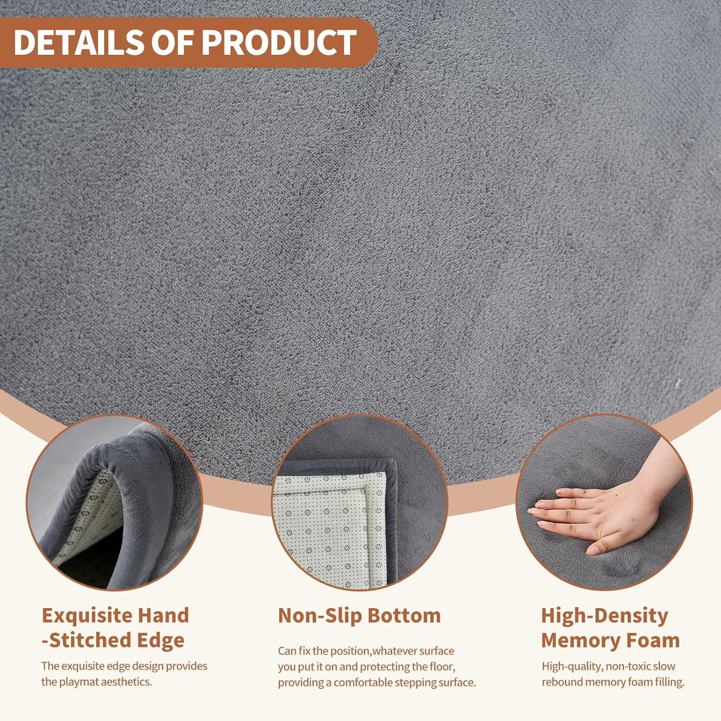 Baby Play Mat for Floor - 1.4" Thick Memory Foam Rug, 80"x80" Playpen Tummy Time Mat, Soft Velvet Nursery Rug, Large Padded Crawling Mat, Cushioned Pads for Playroom Toddlers, Infants, Yoga, Tatami