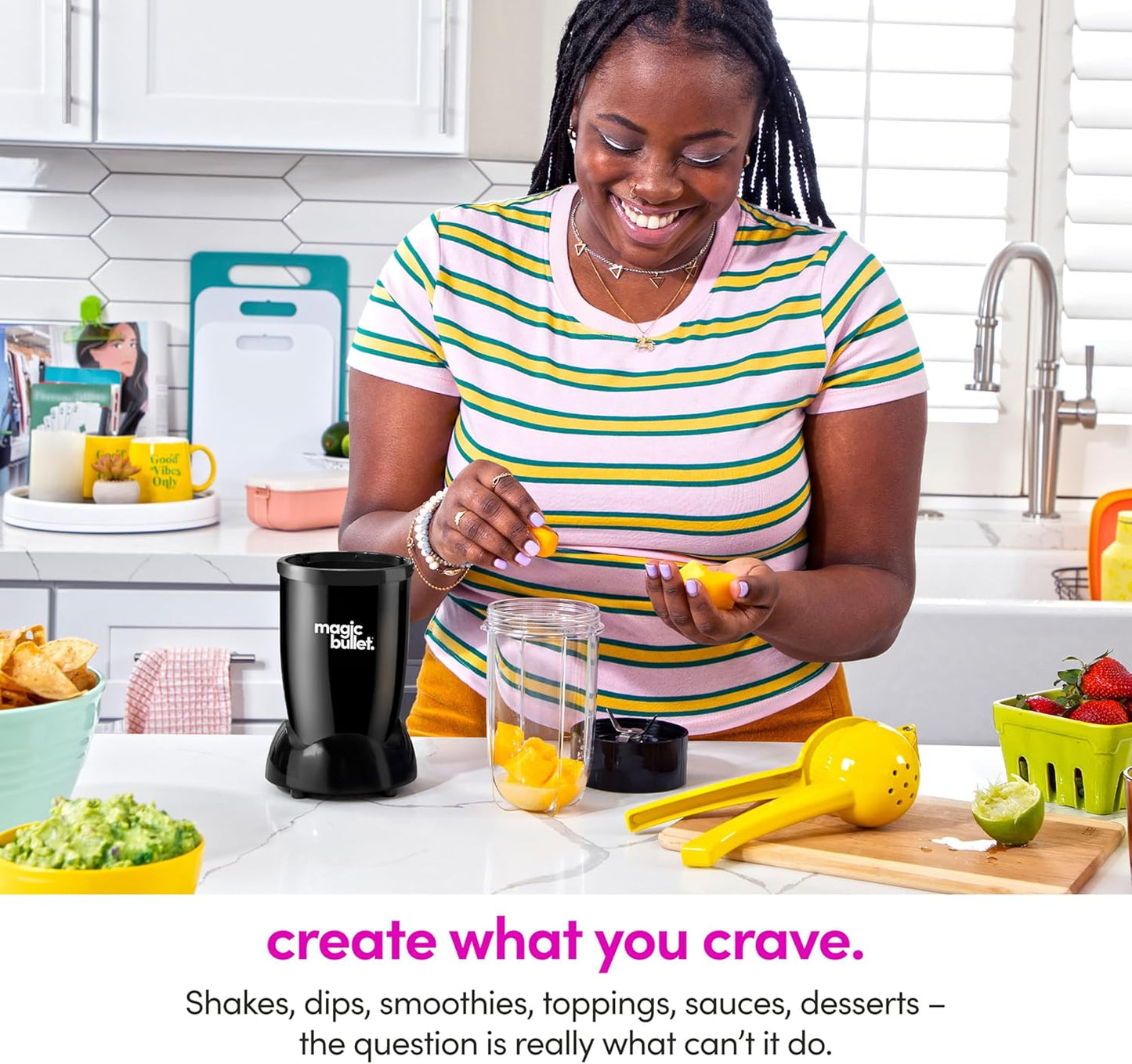 Magic Bullet® Blender Set, 7-Piece Set, 250W Blender and Food Processor, 2 Blending Cups, Cross Blade, Compact Design, Smoothies, Sauces, Silver, MBR-0701AK