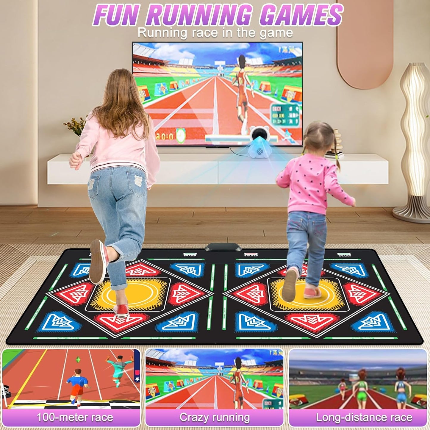 Dance Mat, Electronic Dance Mat for TV with HD Camera, Wireless Double User Dance Mat with Game Controller, Non-Slip Dance Pad for Kids Adults, Christmas Birthday Gifts for Girls Boys