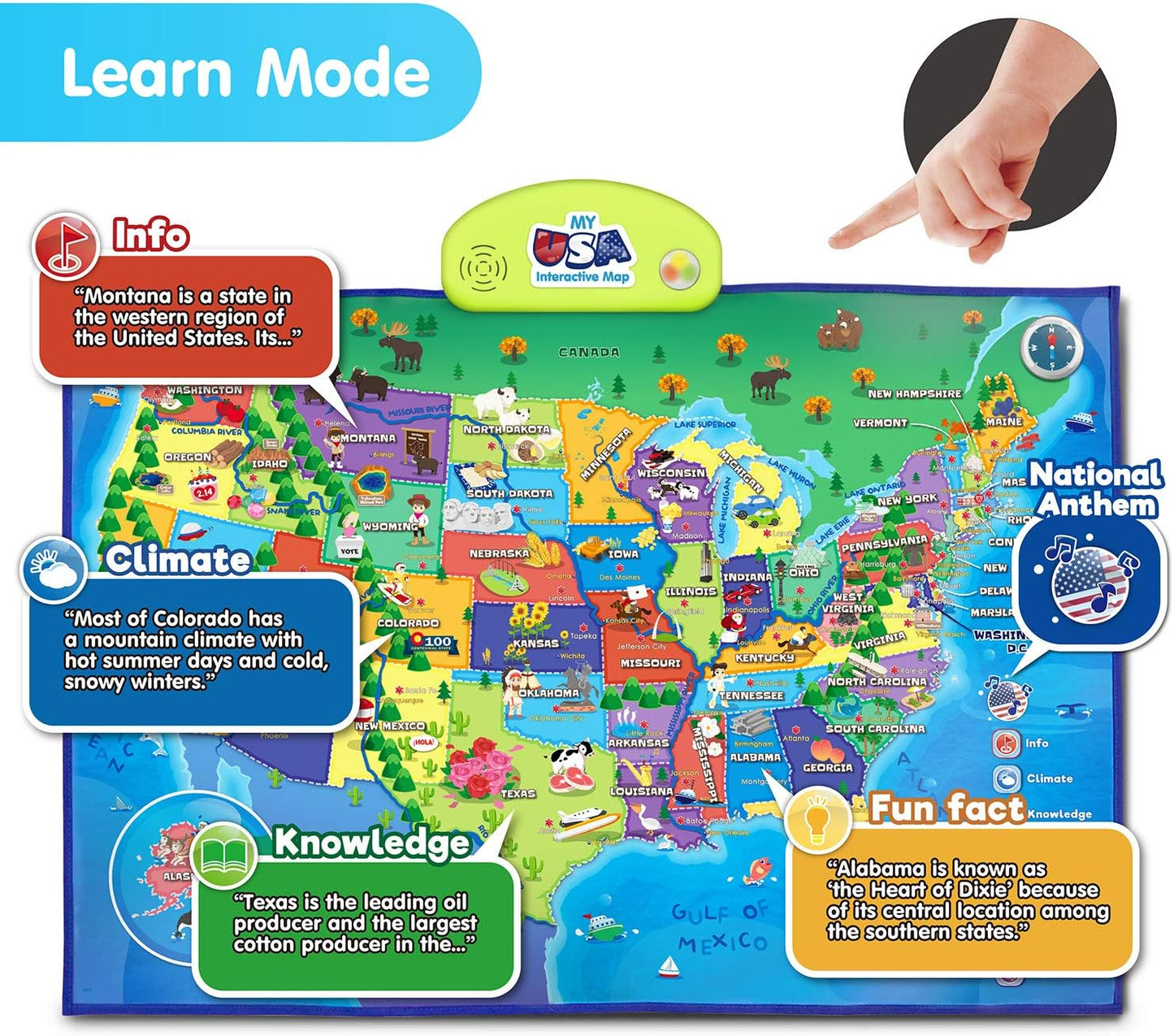 BEST LEARNING i-Poster My USA Interactive Map - Educational Talking Toy for Kids of Ages 5 to 12 Years Old