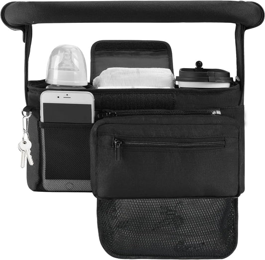 Momcozy Universal Stroller Organizer with Insulated Cup Holder Detachable Phone Bag & Shoulder Strap, Fits for Stroller like Uppababy, Baby Jogger, Britax, BOB, Umbrella and Pet Stroller