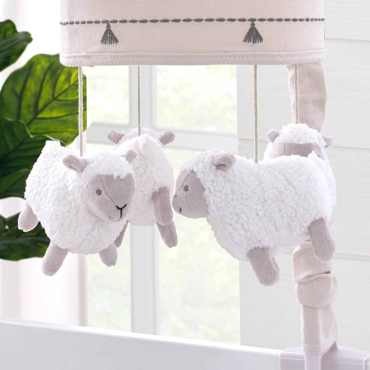NoJo Together is Better White and Taupe Lambs Musical Mobile