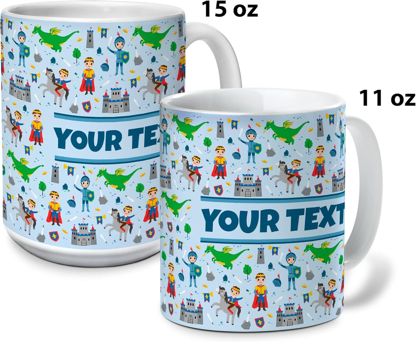 Personalized Mug for Kids - Princes - Custom Name/Text, Ceramic Hot Chocolate/Cocoa/Coffee Cup for Boys, Birthday/Christmas/Holiday Gift - 15 oz, White Handle