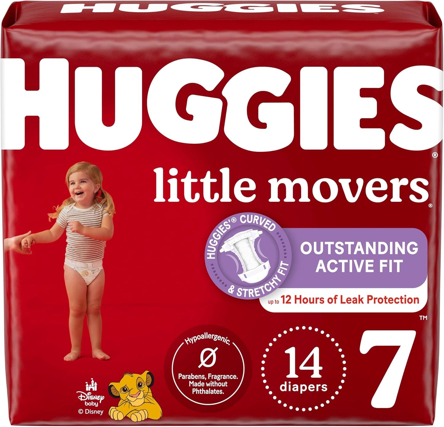 Huggies Size 7 Diapers, Little Movers Baby Diapers, Size 7 (41+ lbs), 14 Count, Packaging May Vary