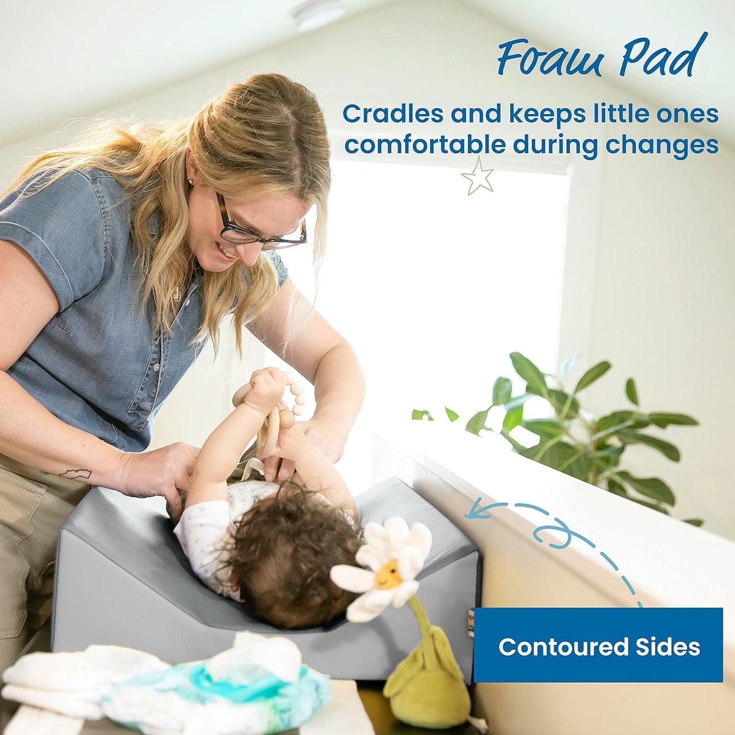 ECR4Kids SoftZone Baby Changing Pad, Contoured, Grey/Light Grey