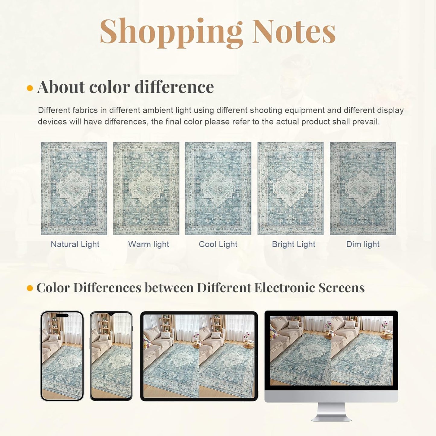 LIVEBOX Washable Area Rug 6x9 Rugs for Living Room Dining Room Under Table, Non-Slip Boho Indoor Carpet for Bedroom, Low-Pile Farmhouse Soft Carpets for Nursery Room Playroom, Blue