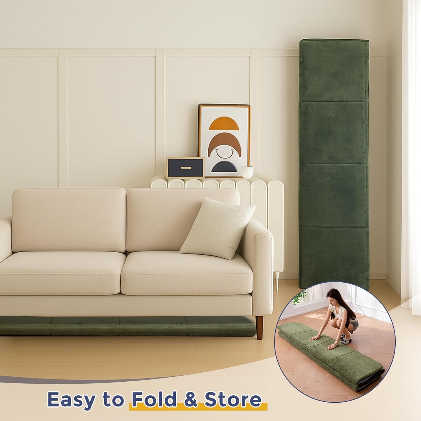 MAXYOYO 1.2" Thick Baby Play Mat for Floor, 78"x 78" Foldable Playpen Mat,Tummy Time Foam Mats Ultra Soft Support, Padded Carpet with Non-Slip Backing for Infant,Kids and Toddler Crawling, Green