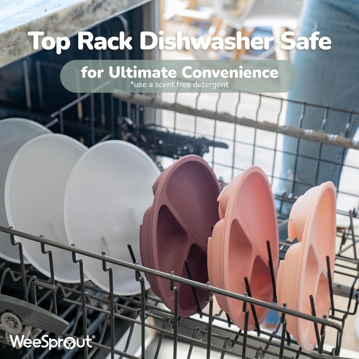 WeeSprout Silicone Plates for Babies & Toddlers (3 Pack) 100% Food-Grade Dishes for Self Feeding, Divided Design & Raised Edges for Picky Eaters, Dishwasher & Microwave Safe Weaning Supplies