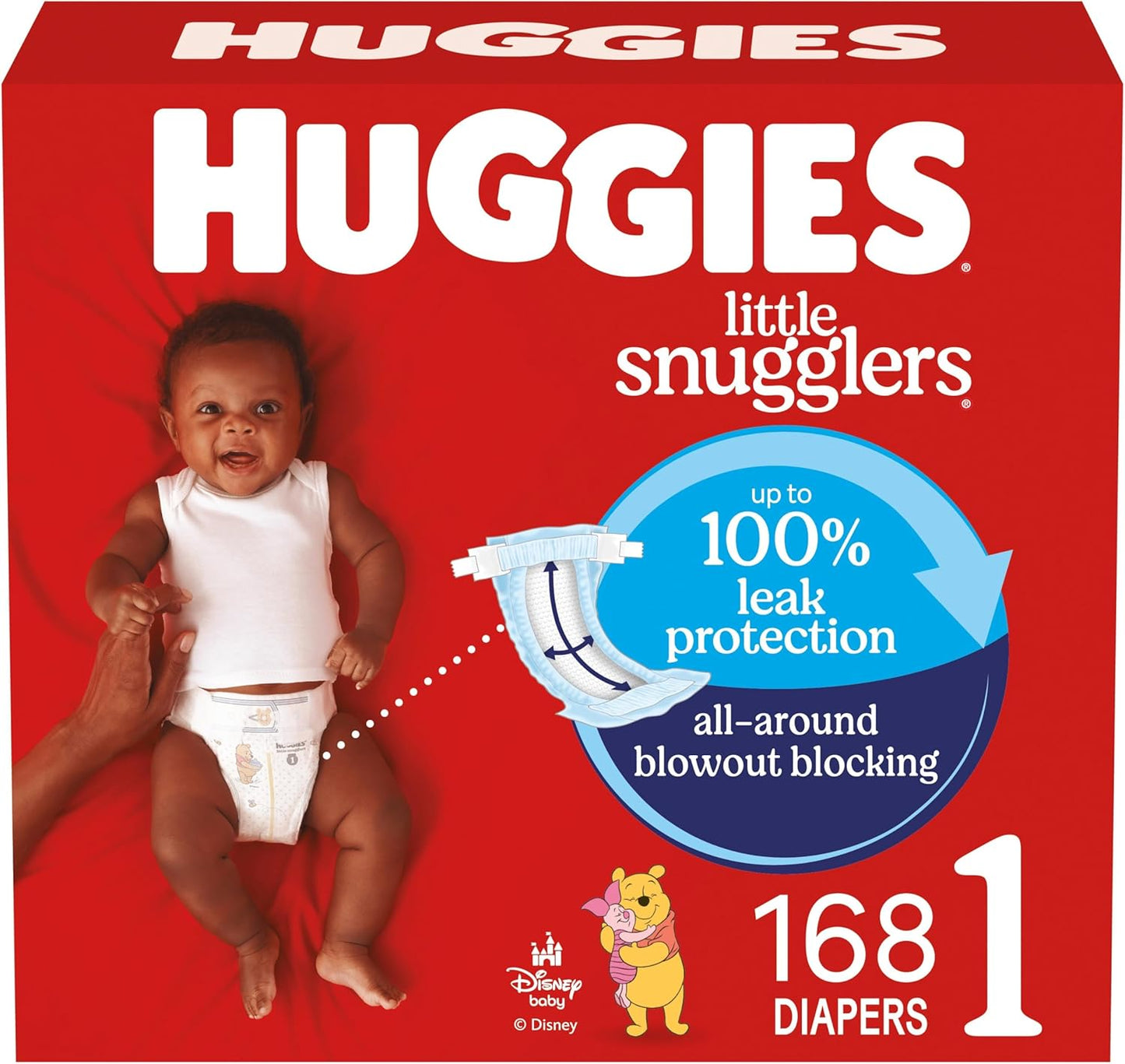 Huggies Size 1 Diapers, Little Snugglers Baby Diapers, Size 1 (8-14 lbs), 168 Count, Packaging May Vary