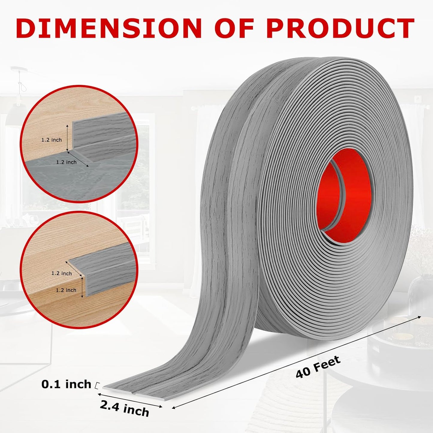 Flexible Wall Corner Protector Moulding Trim Peel and Stick Wall Corner Guards Edge Protector Self Adhesive Molding Trim Strip for Edge Ceiling (Light Gray Wood Grain, 2.4 in x 40 Ft)