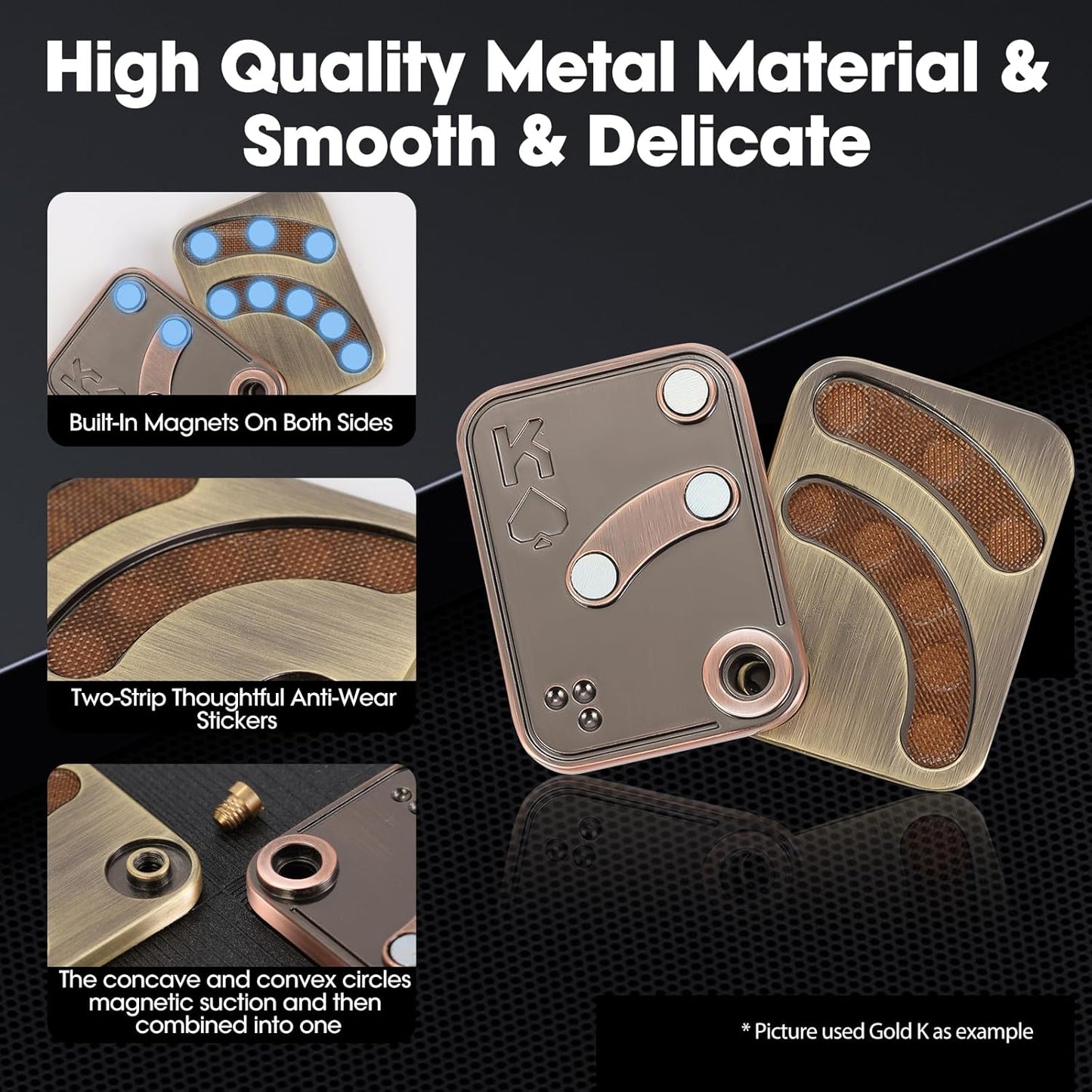 Fidget Slider, Metal Poker Push Card, Fidget Toy, Fidget Clicker, Fidget Toys for Adults Teens, Relieve Stress Anxiety ADHD, Gift for Boyfriend, Husband and Father (Black K)