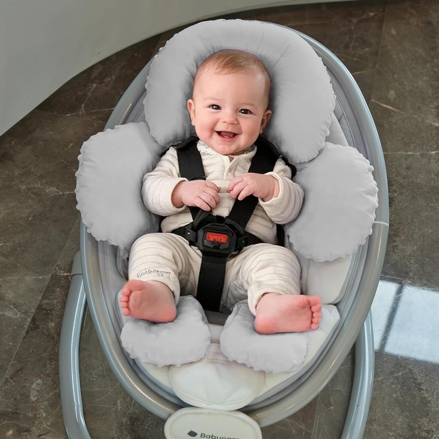 Pro Goleem Infant Car Seat Head Neck Body Support, Ultra-Soft Minky and Microfiber Newborn Car Seat Insert, Perfect for Car Seat, Stroller, 2-in-1 Reversible, for Boys and Girls, Gray