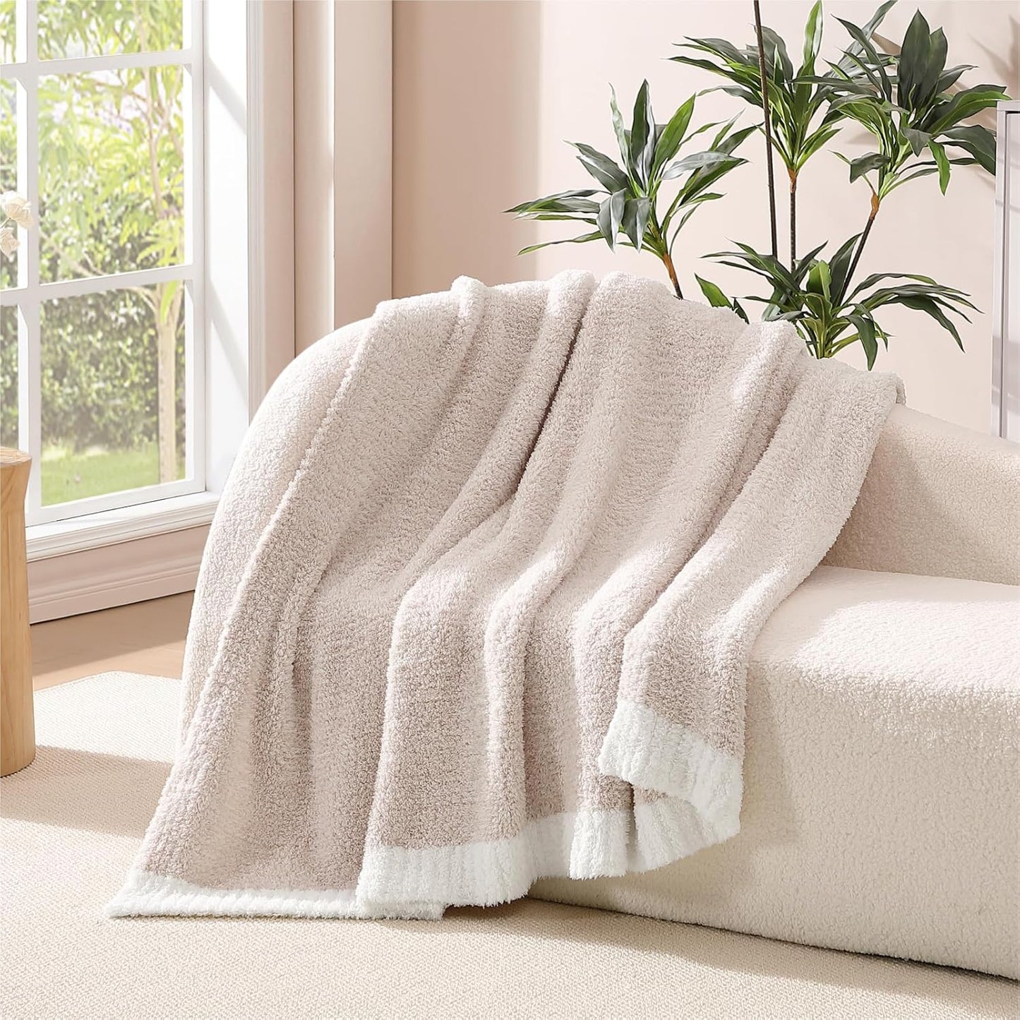 WRENSONGE Throw Blanket Cationic Dyeing Taupe Soft Cozy Fluffy Warm Hand Made Throw Blankets for Couch, Sofa, Chair, Bed, Camping, Picnic, Travel Lightweight Bed Blanket - 50"*60"