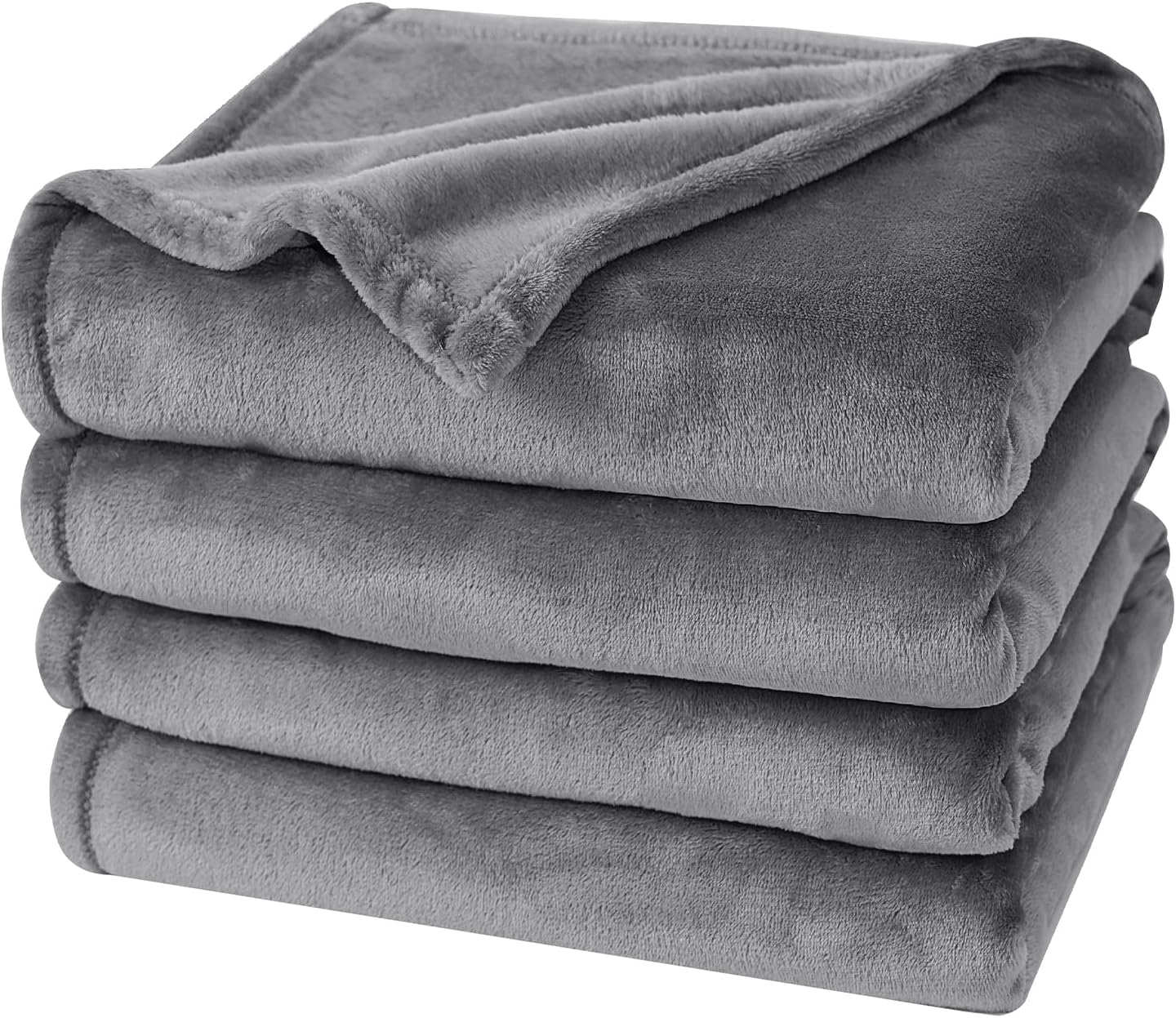 PHF Ultra Soft Fleece Blanket King Size, No Shed No Pilling Luxury Plush Cozy 300GSM Lightweight Blanket for Bed, Couch, Chair, Sofa Suitable for All Season, 108" x 90", Grey